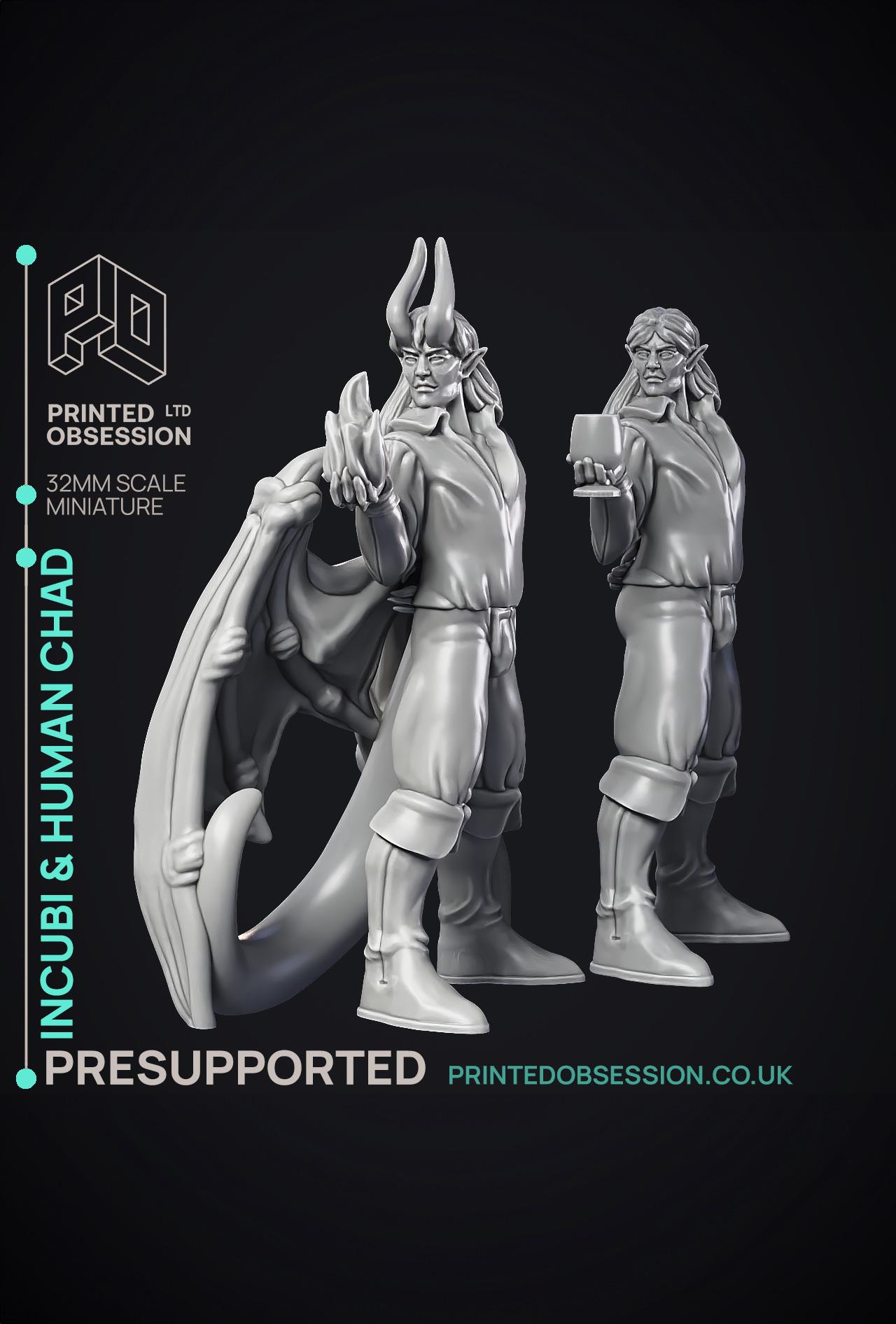 Incubi & human 'Chad' - lesser demon - 2 Models - Hell Hath No Fury - 32mm scale  3d model