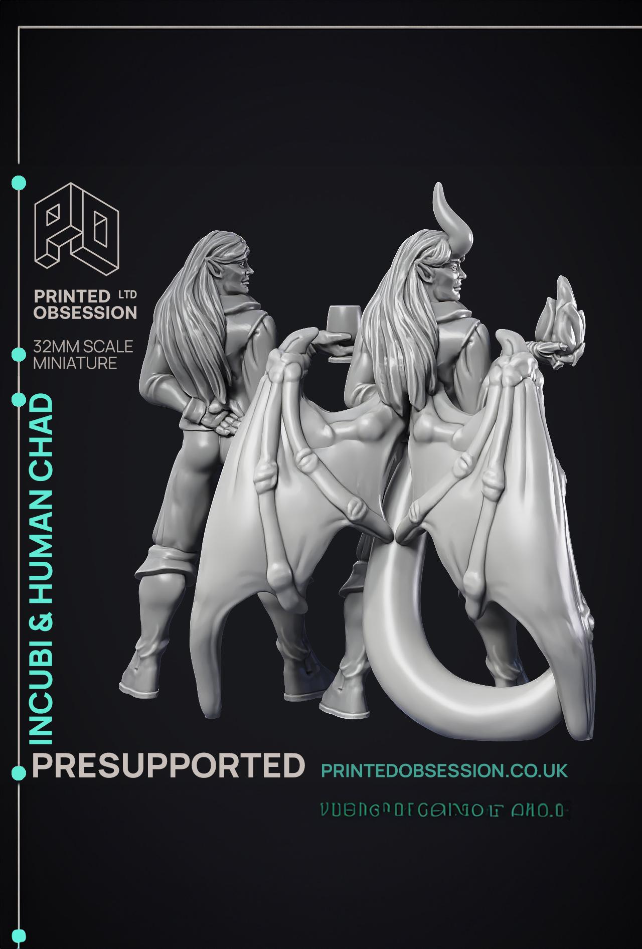 Incubi & human 'Chad' - lesser demon - 2 Models - Hell Hath No Fury - 32mm scale  3d model