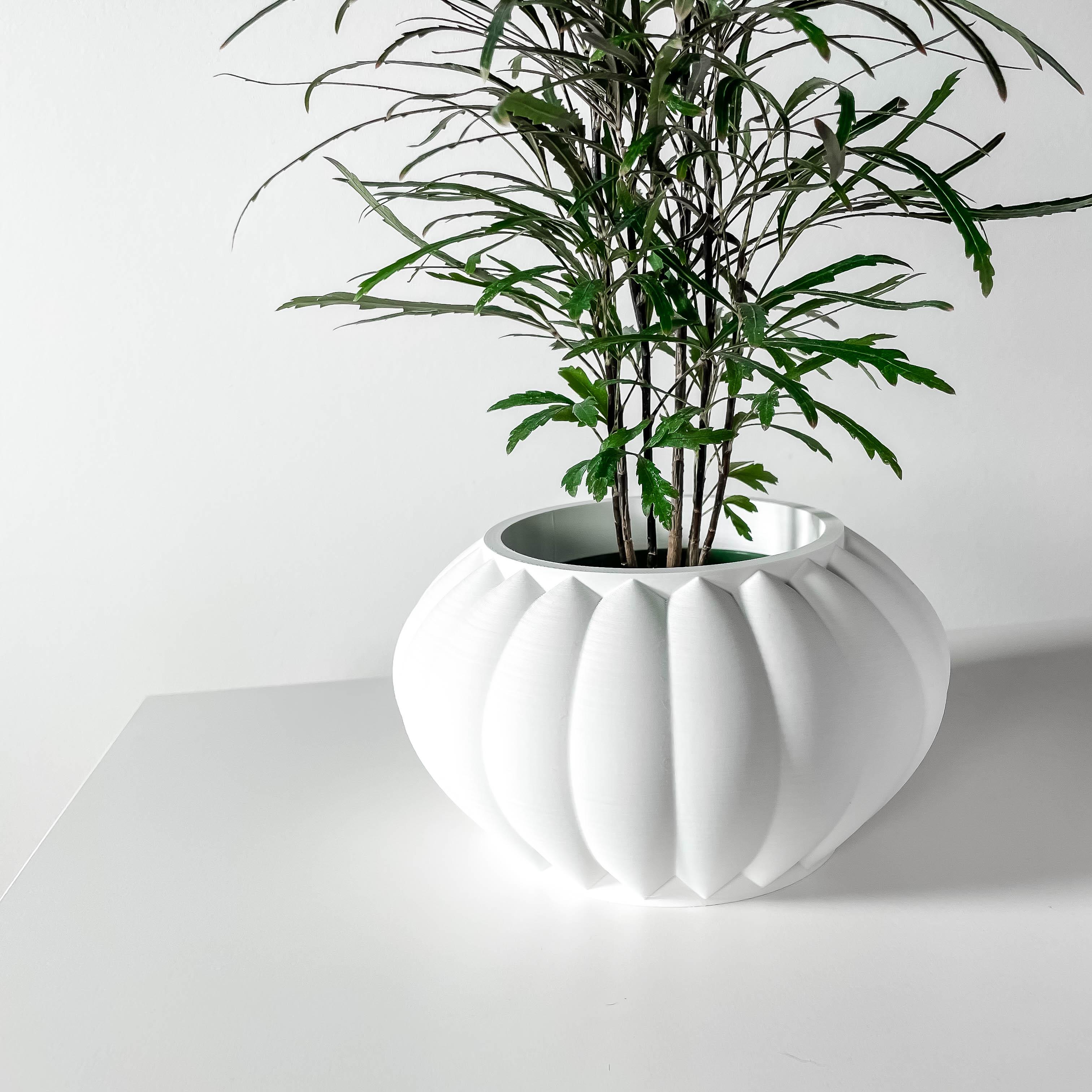 The Bunos Planter Pot with Drainage Tray & Stand | Modern and Unique Home Decor for Plants 3d model