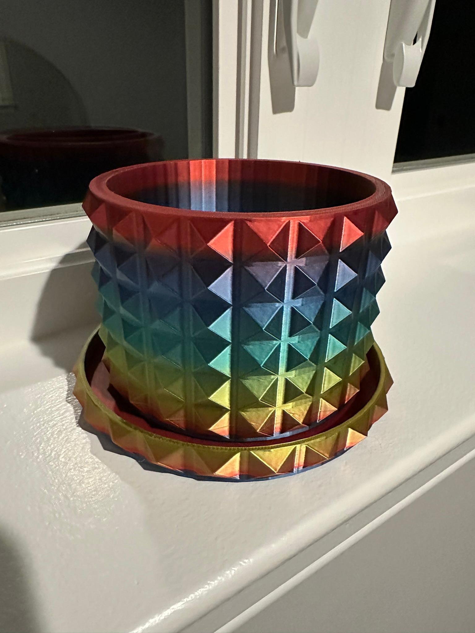 Punk rock Pyramid Stud Planter pot with drainage 3d model