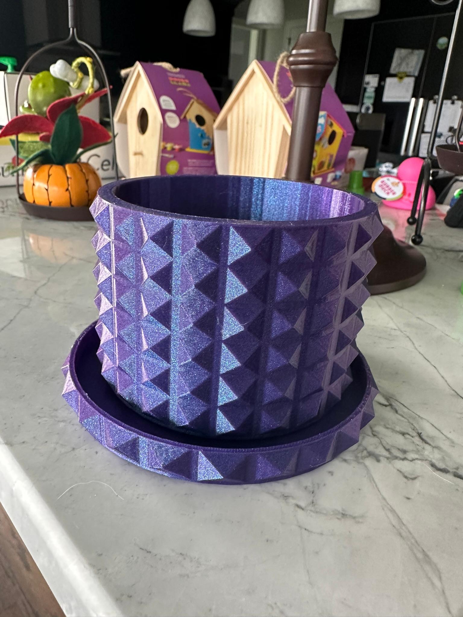 Punk rock Pyramid Stud Planter pot with drainage 3d model