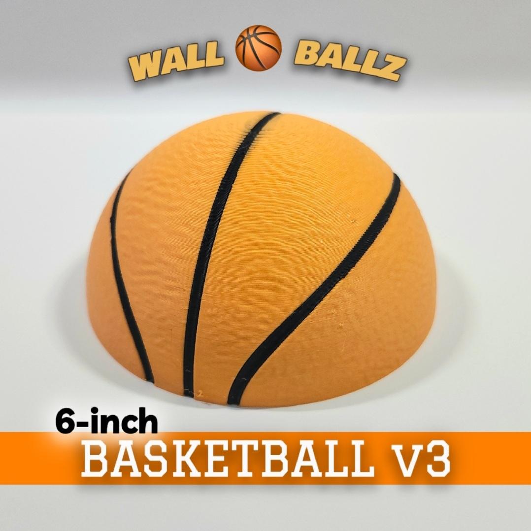 6" Decorative Basketball v3 ::  'Wall Ballz' Hanging Pop-Out 3D Art Collection 3d model