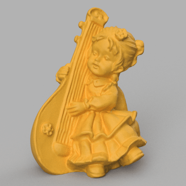 Girl lute 3d model