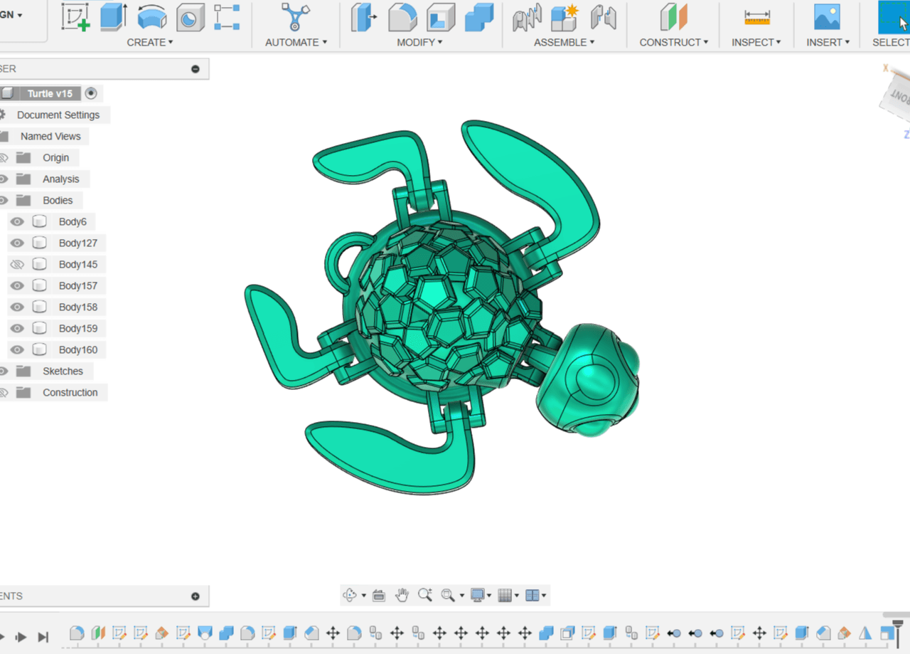 Turtle Keychain made from Recycled Bottles 3d model