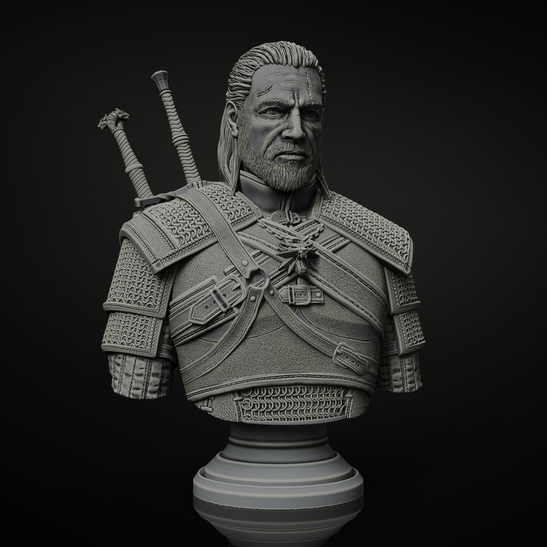 Geralt Of Rivia Bust - The Witcher (Pre-Supported) 3d model