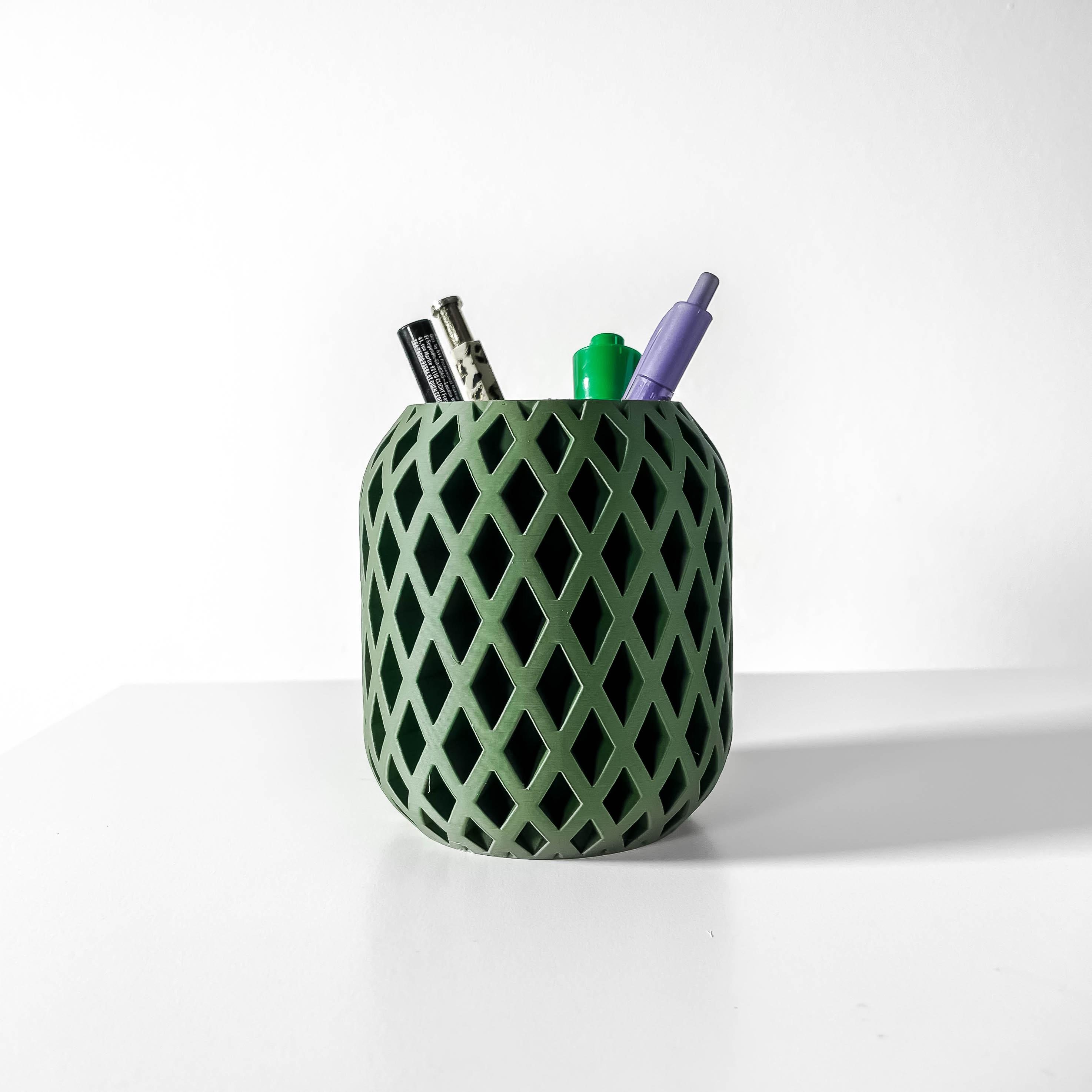 The Atila Pen Holder | Desk Organizer and Pencil Cup Holder | Modern Office and Home Decor 3d model