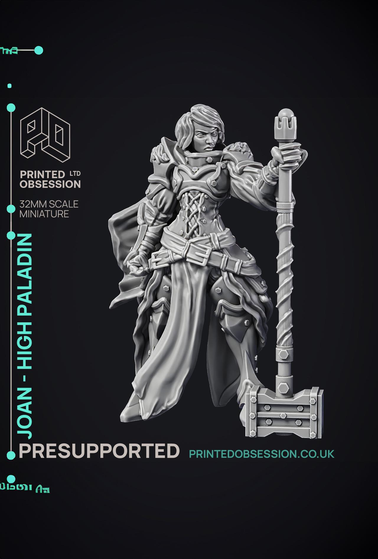 Joan - High Paladin - 2 Model - PRESUPPORTED - 32mm scale 3d model