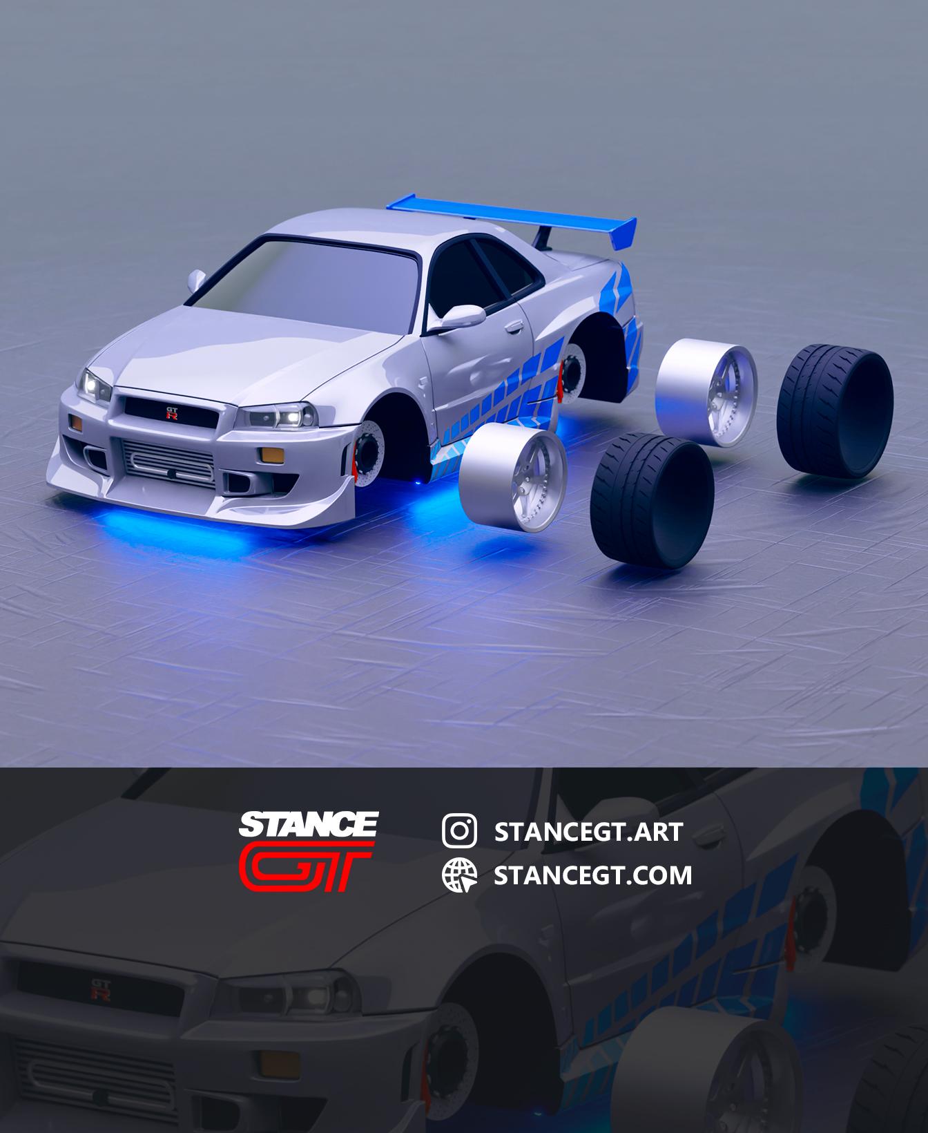 NISSAN SKYLINE GTR R34 2F2F BRIAN | MODEL KIT CAR 3d model