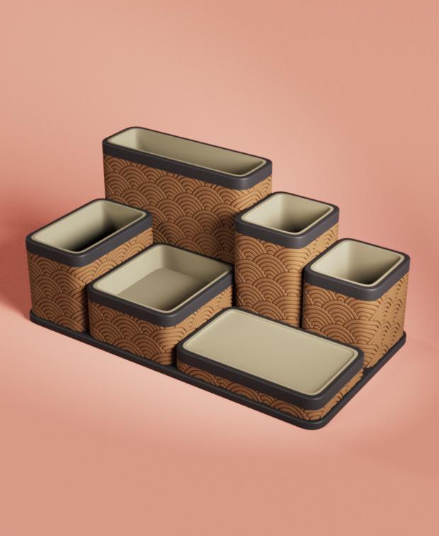 Desk Organizer 11X6 Seigaiha 3d model