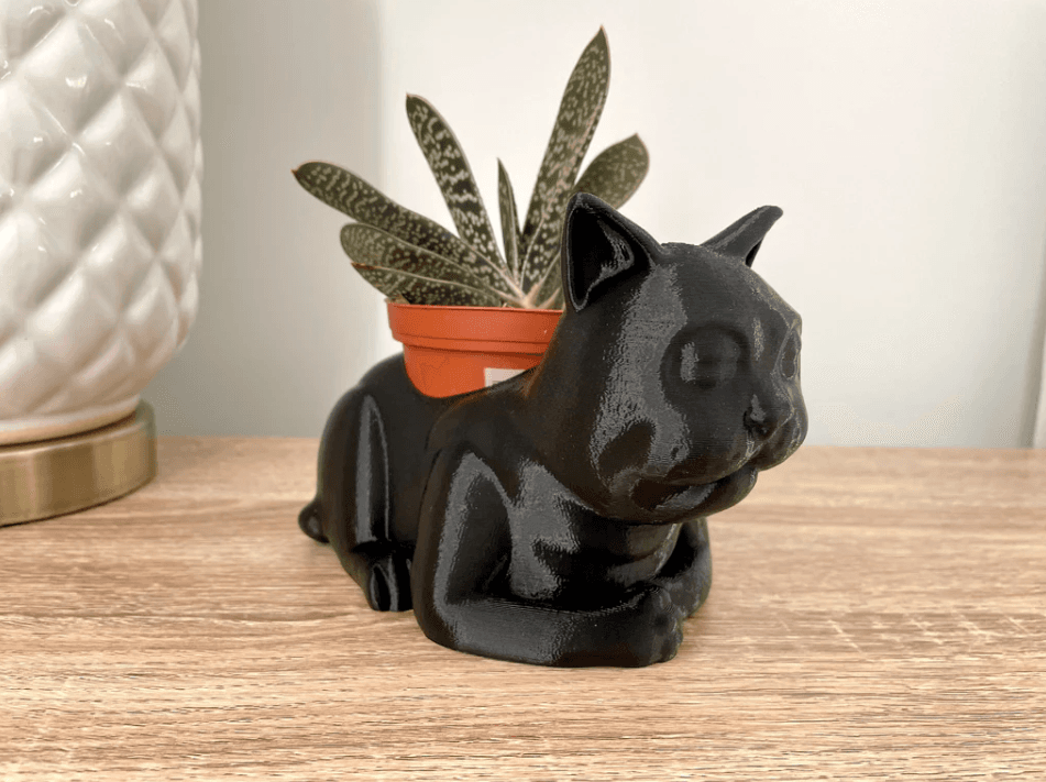 Sleepy Cat Meme Planter / No Supports 3d model