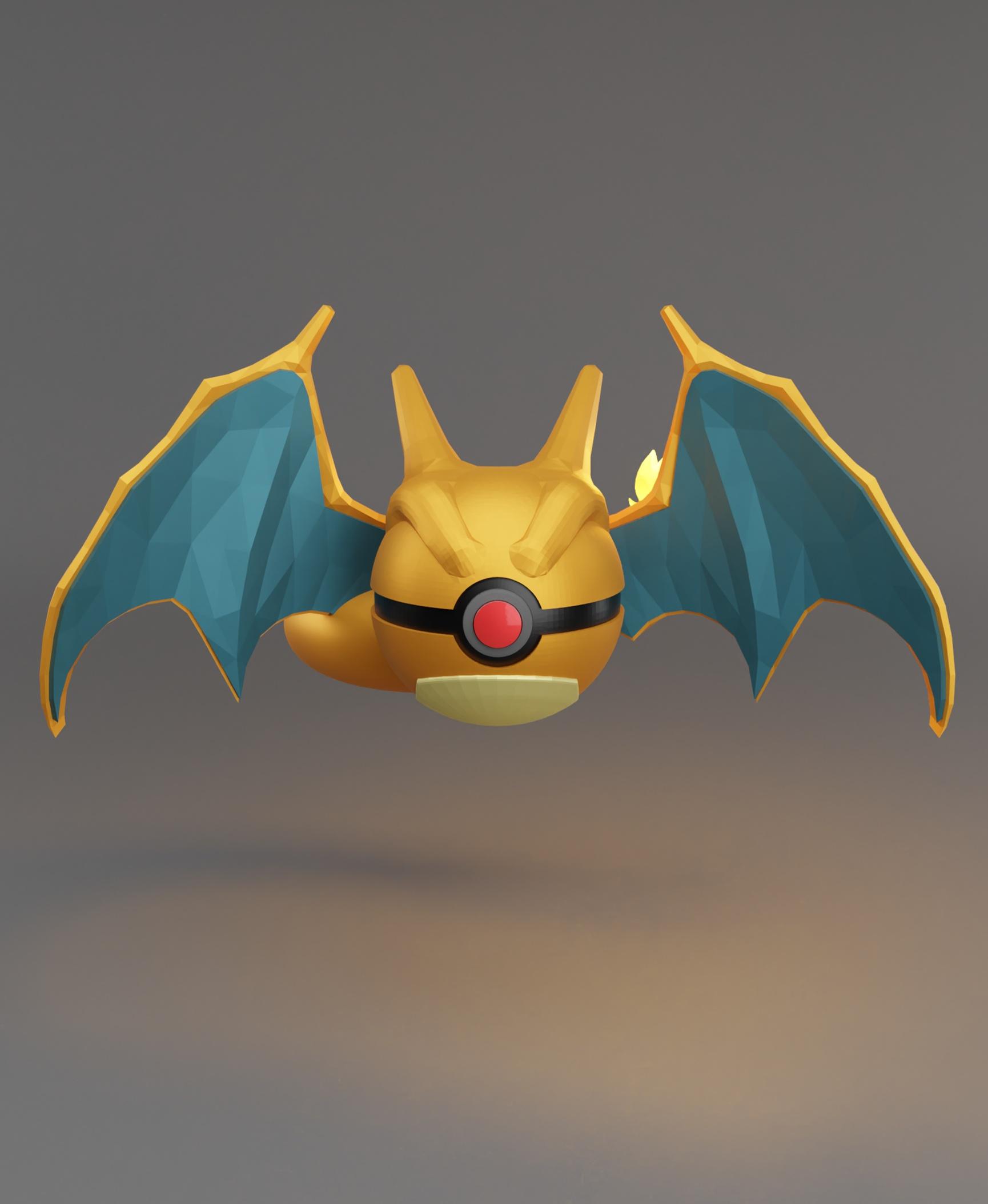 ChariBall Charizard Themed Opening Pokeball - Fan Art 3d model