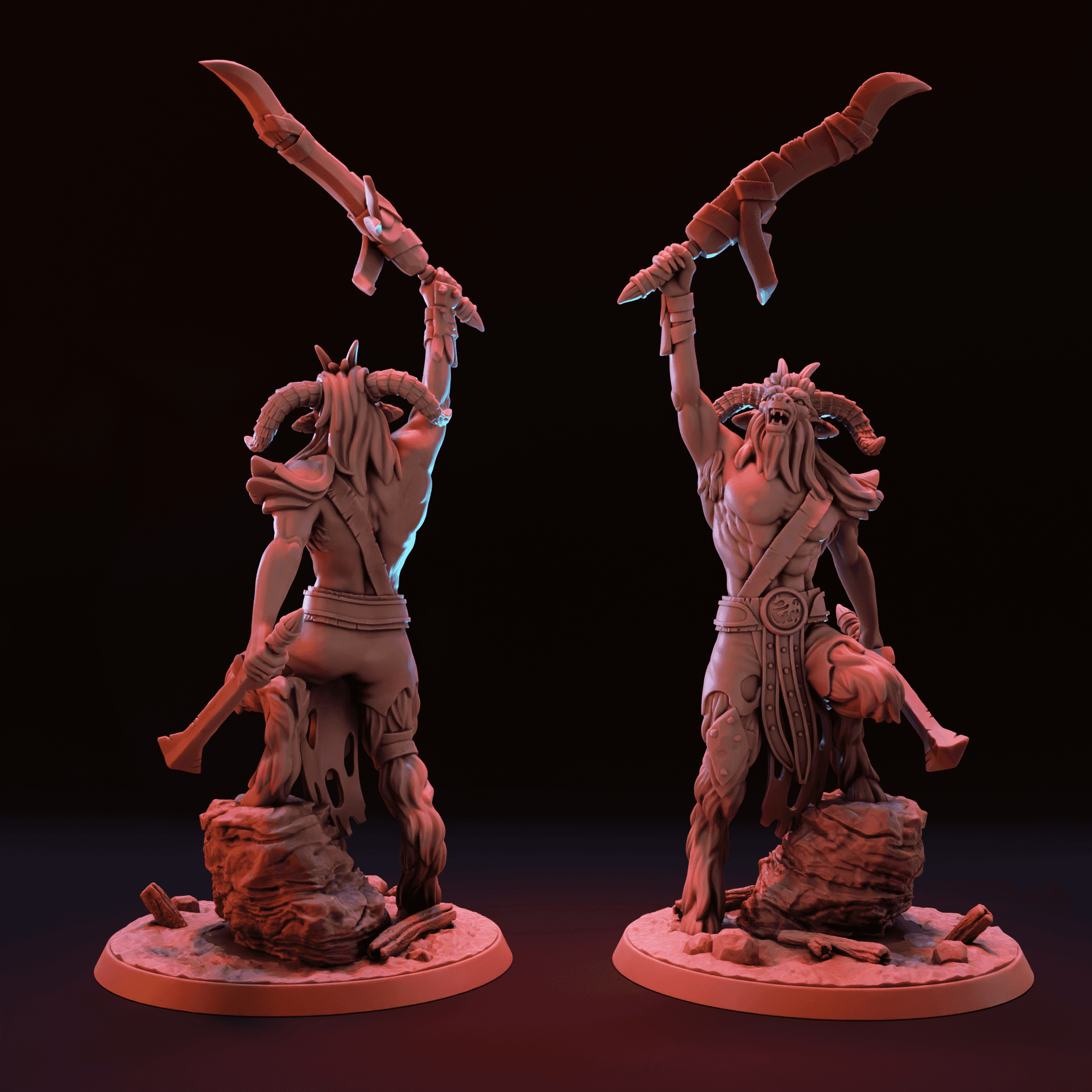 Minotaur Beastman - Presupported Beastlord Monster for Tabletop RPG and Wargames 3d model