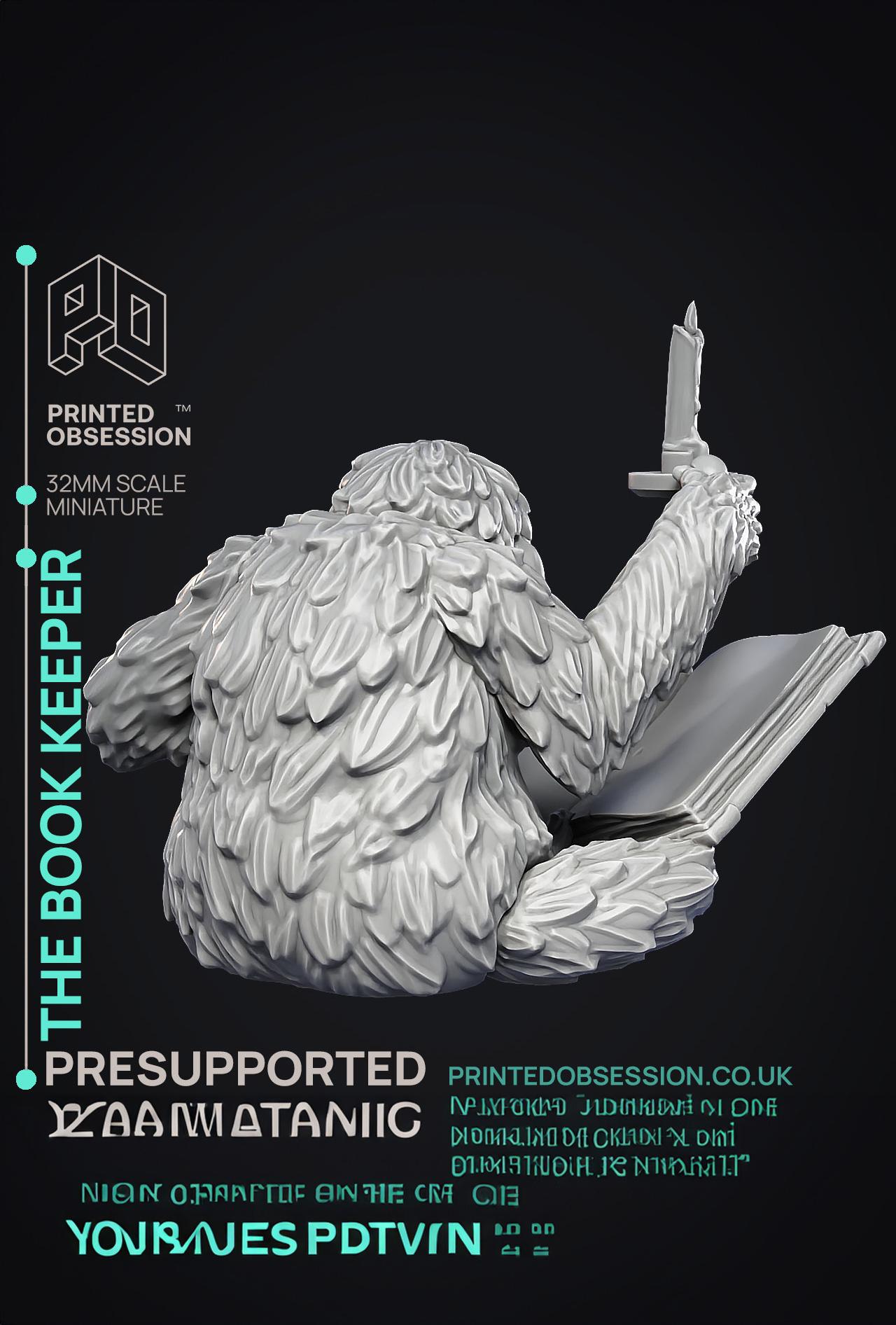 Book Keeper - NPC Libarian - PRESUPPORTED - Illustrated and Stats - 32mm scale  3d model