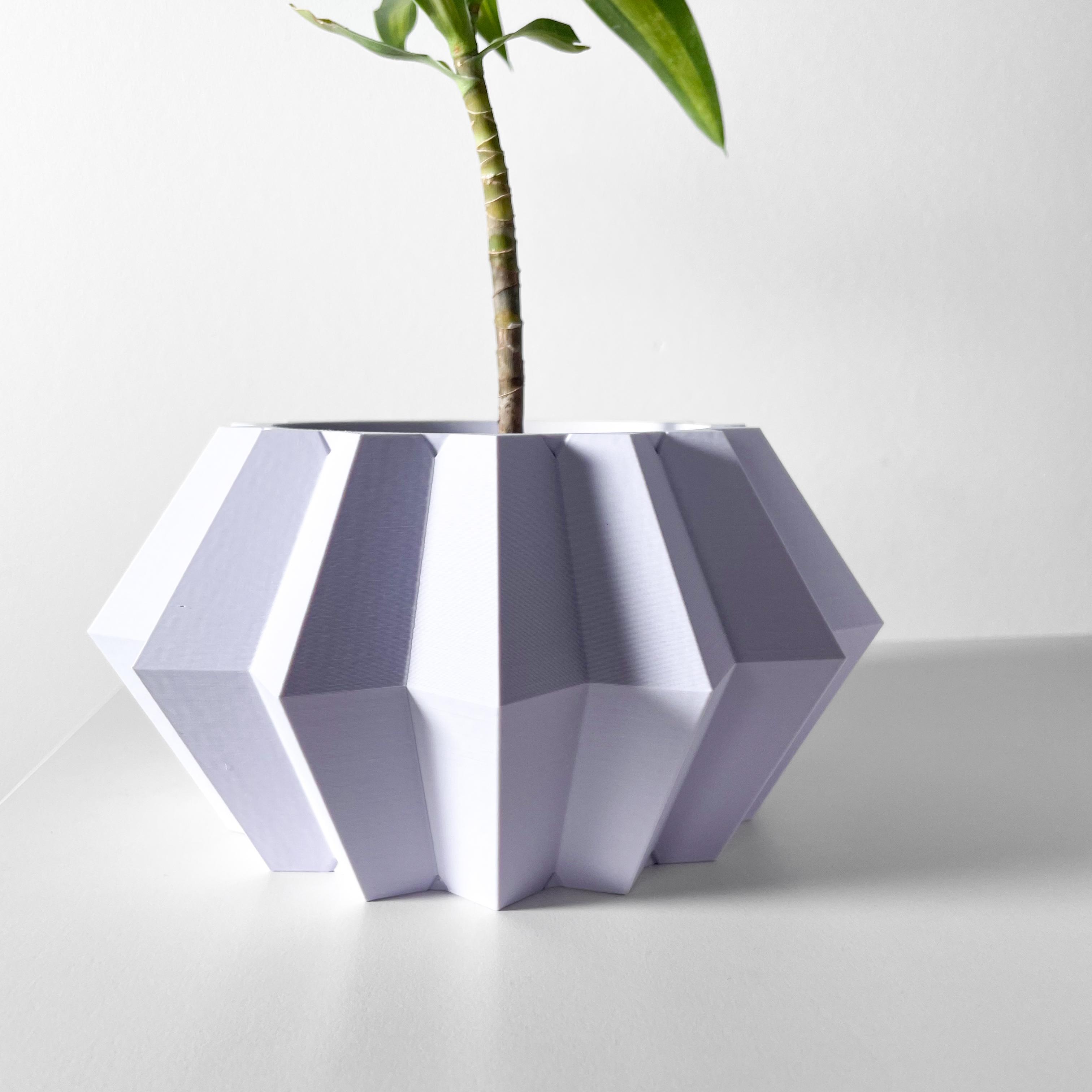 The Jun Planter Pot with Drainage Tray & Stand: Modern and Unique Home Decor for Plants 3d model