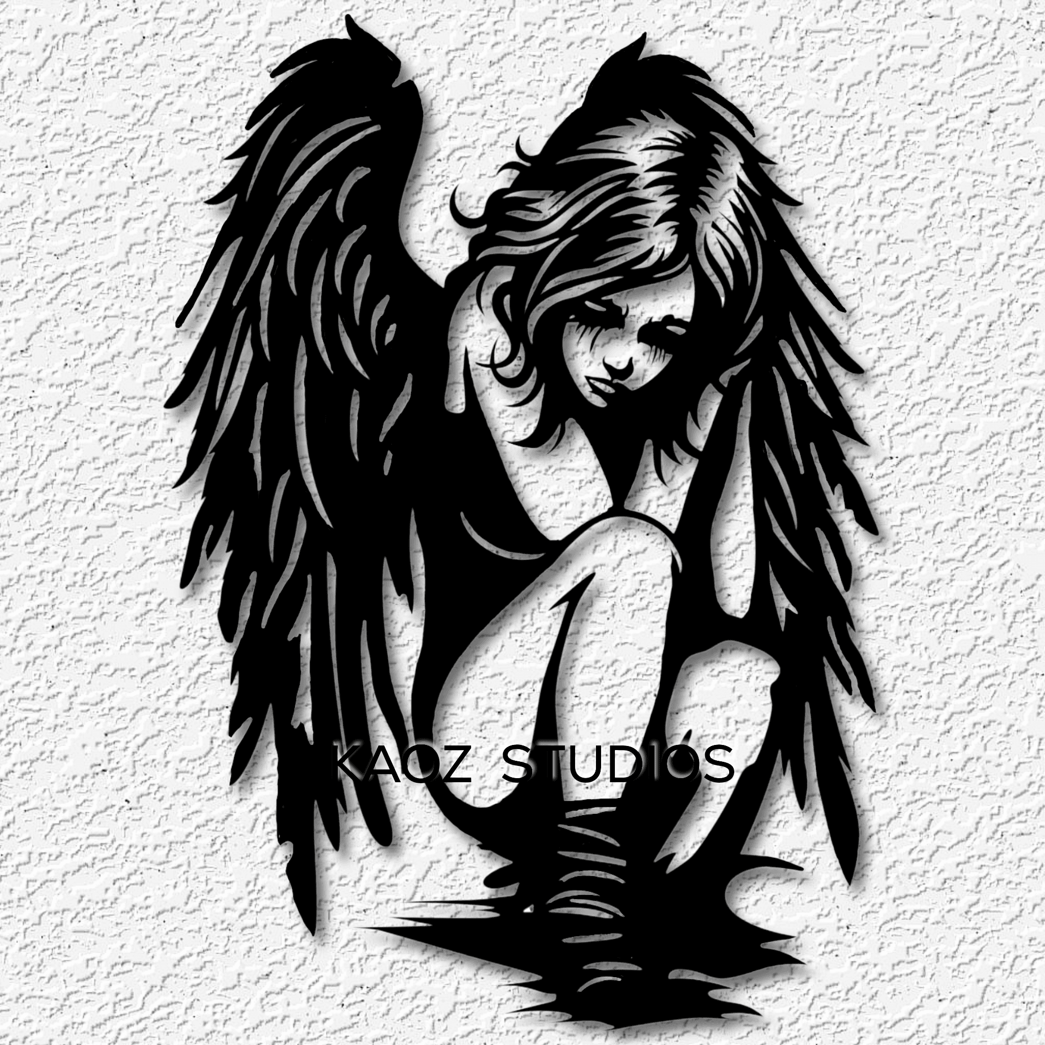 fallen angel wall art gothic wall decor broken wings  3d model