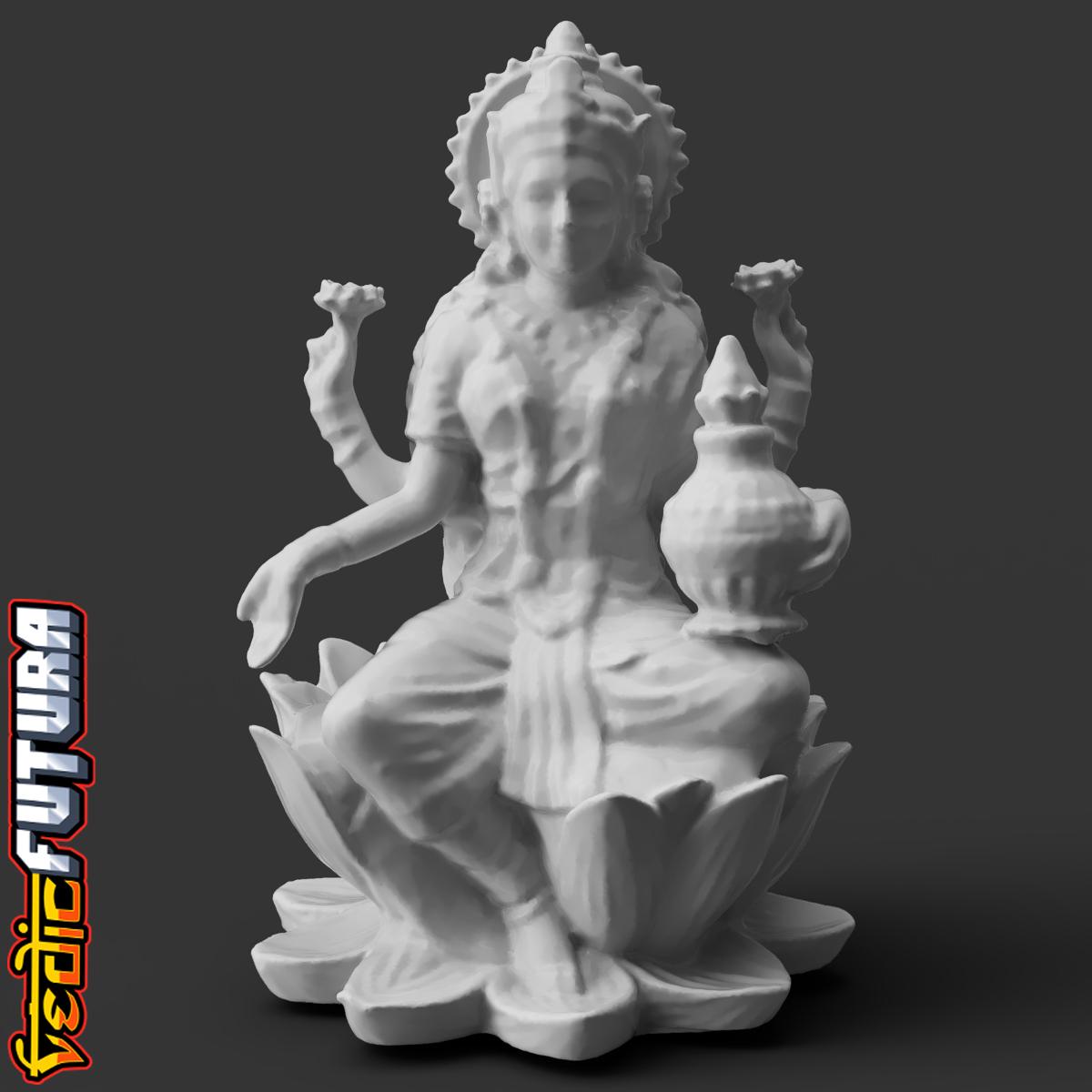 Lakshmi - Goddess of Fortune, on a Lotus 3d model