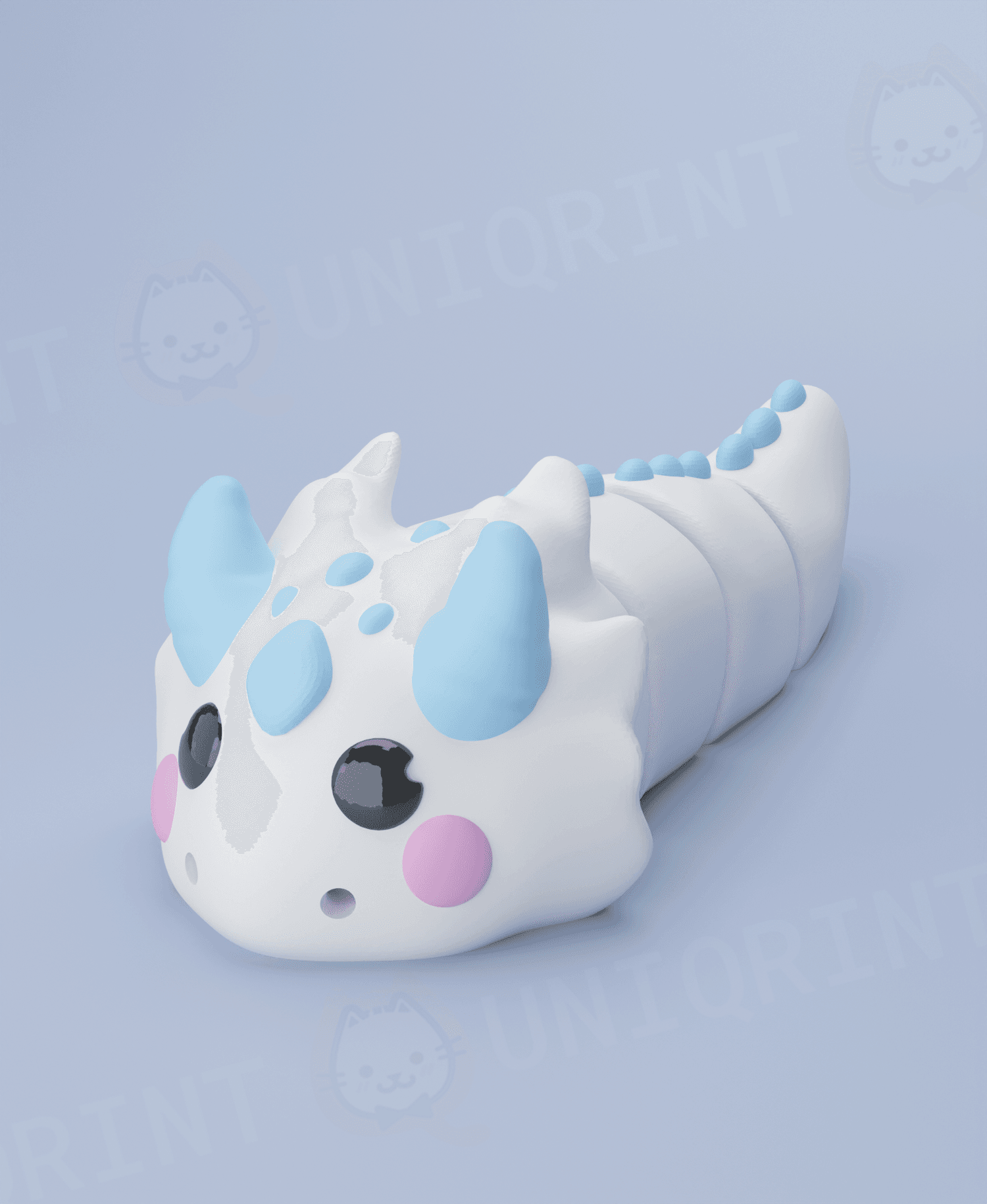 Flexi White Dragon Keychain 3d model