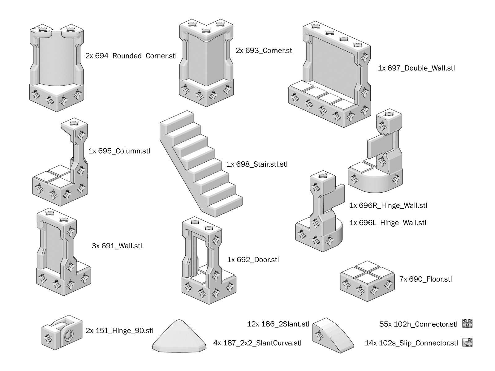 PrintABlok Landcraft Blank Terrain Construction Set 3d model