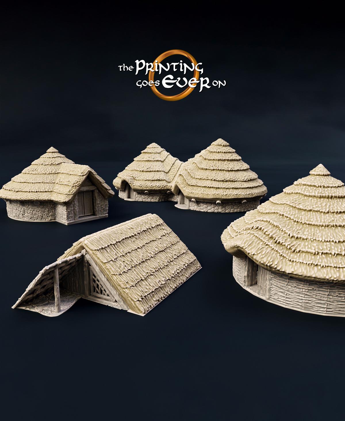 Primitive Village - 4 Iron Age Hut Designs 3d model