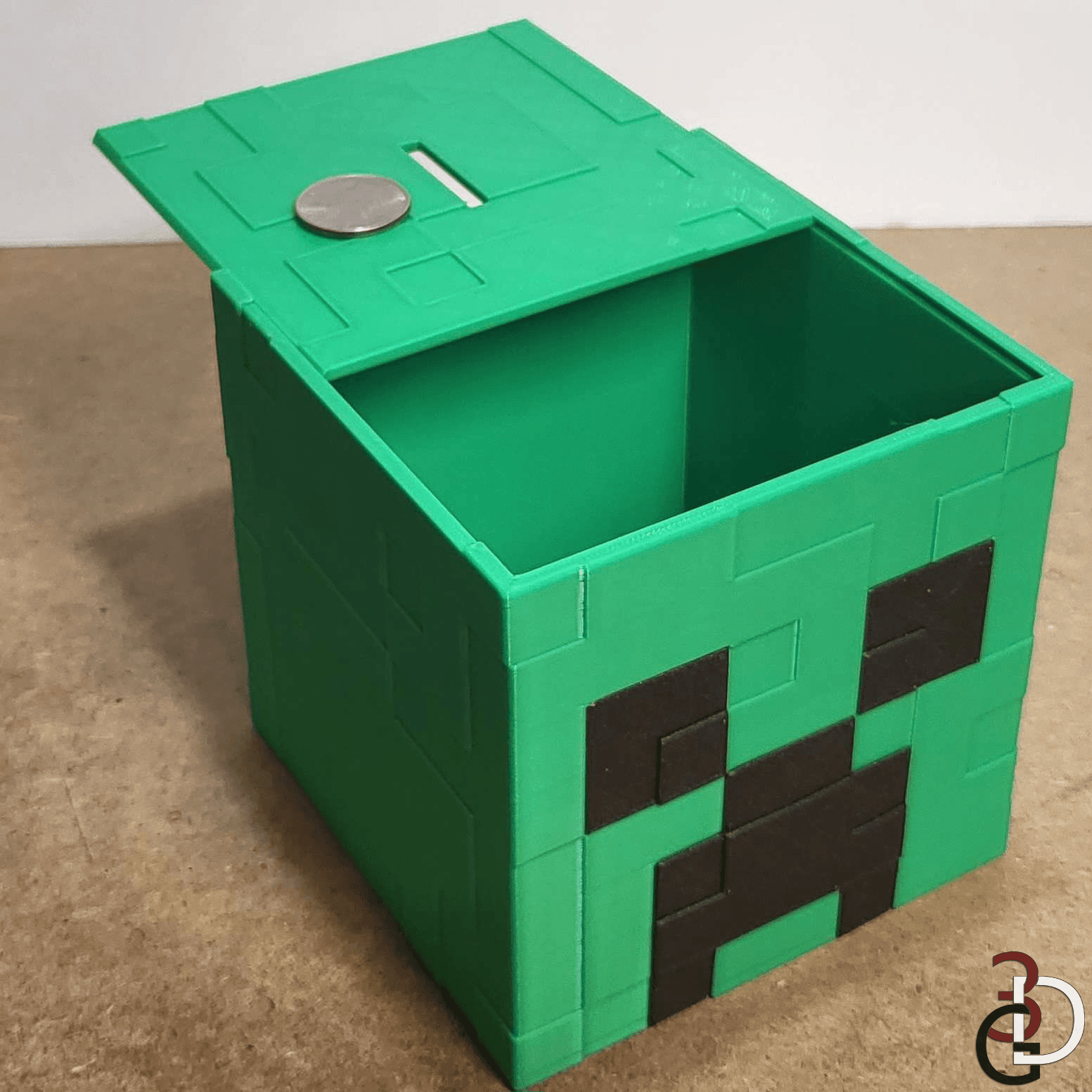 Creeper head piggy bank 3d model