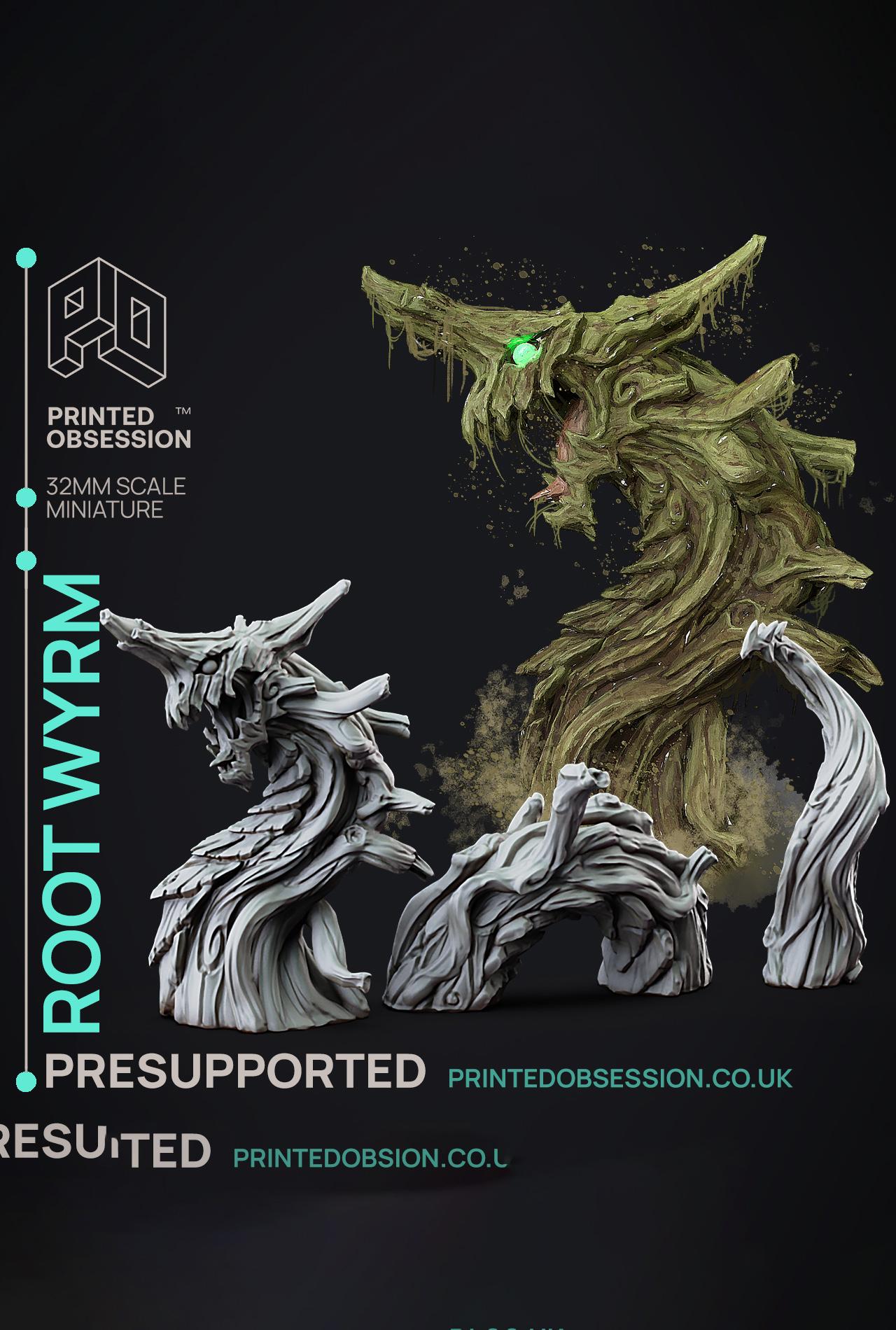 Root Wyrm - Faywild Vs Shadowfell 2 - PRESUPPORTED - Illustrated and Stats - 32mm scale			 3d model