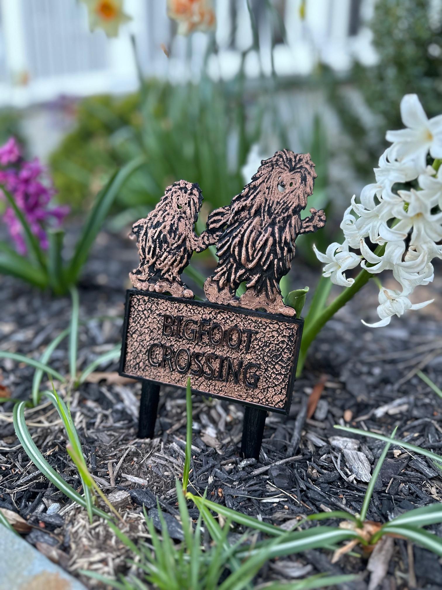 Bigfoot Crossing Garden Sign Stake 3d model