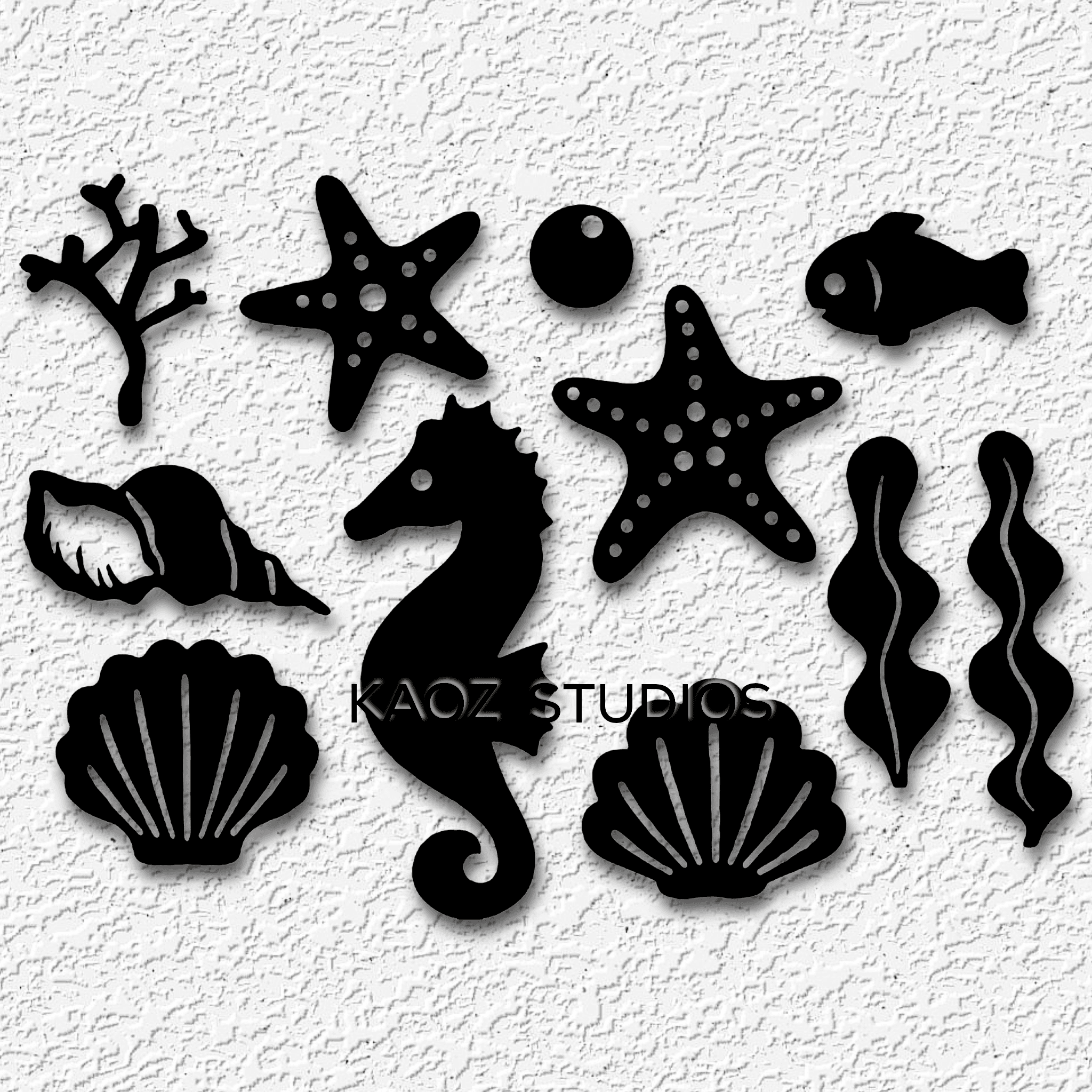 sea life pack of 11 wall art ocean animals wall decor beach house decoration 3d model