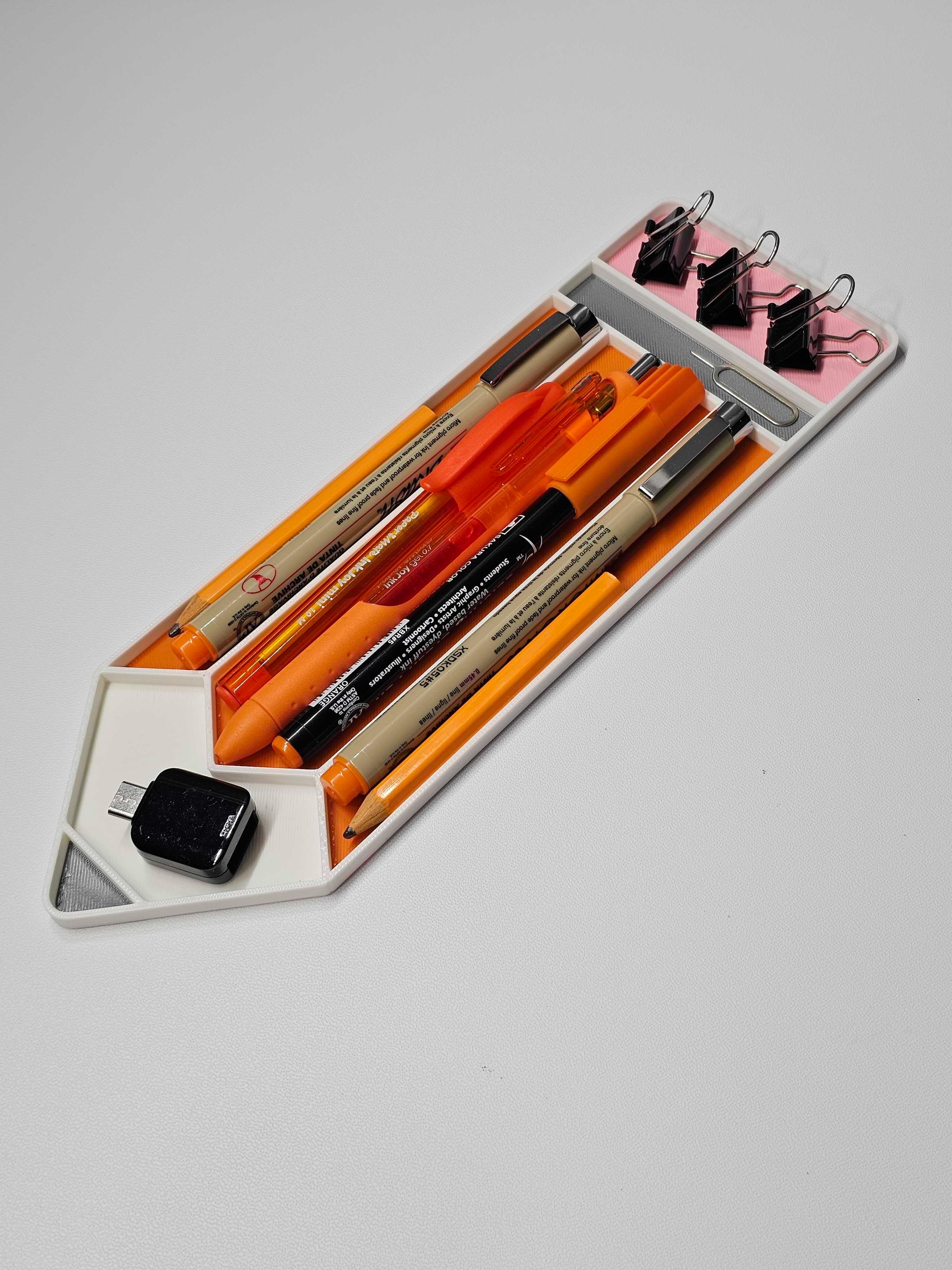 Cute Pencil Tray | 7 compartments | Desk organizer | Add magnets to stick to monitor stand 3d model