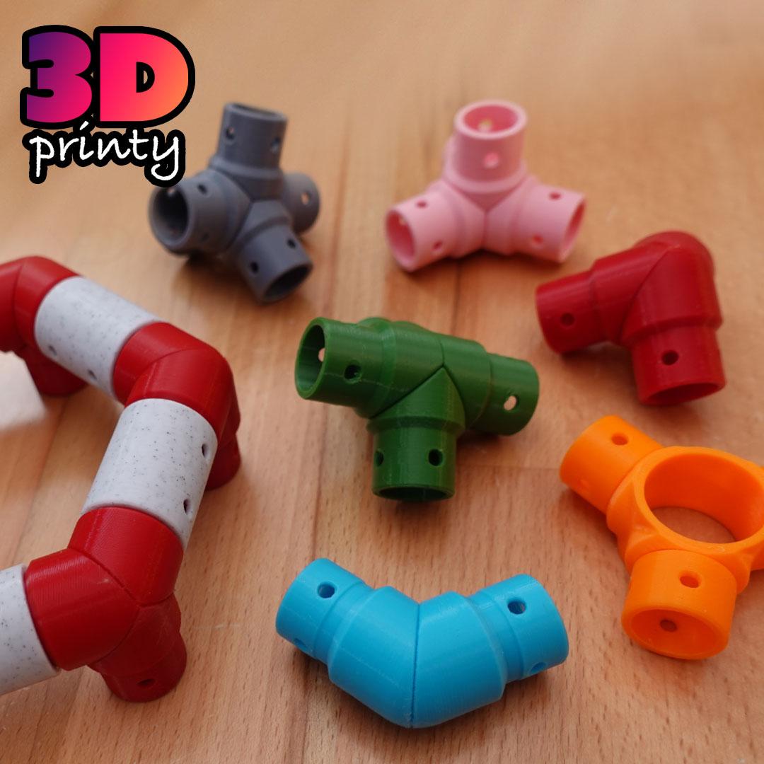 Printy Pipes - Hex Connectors 3d model