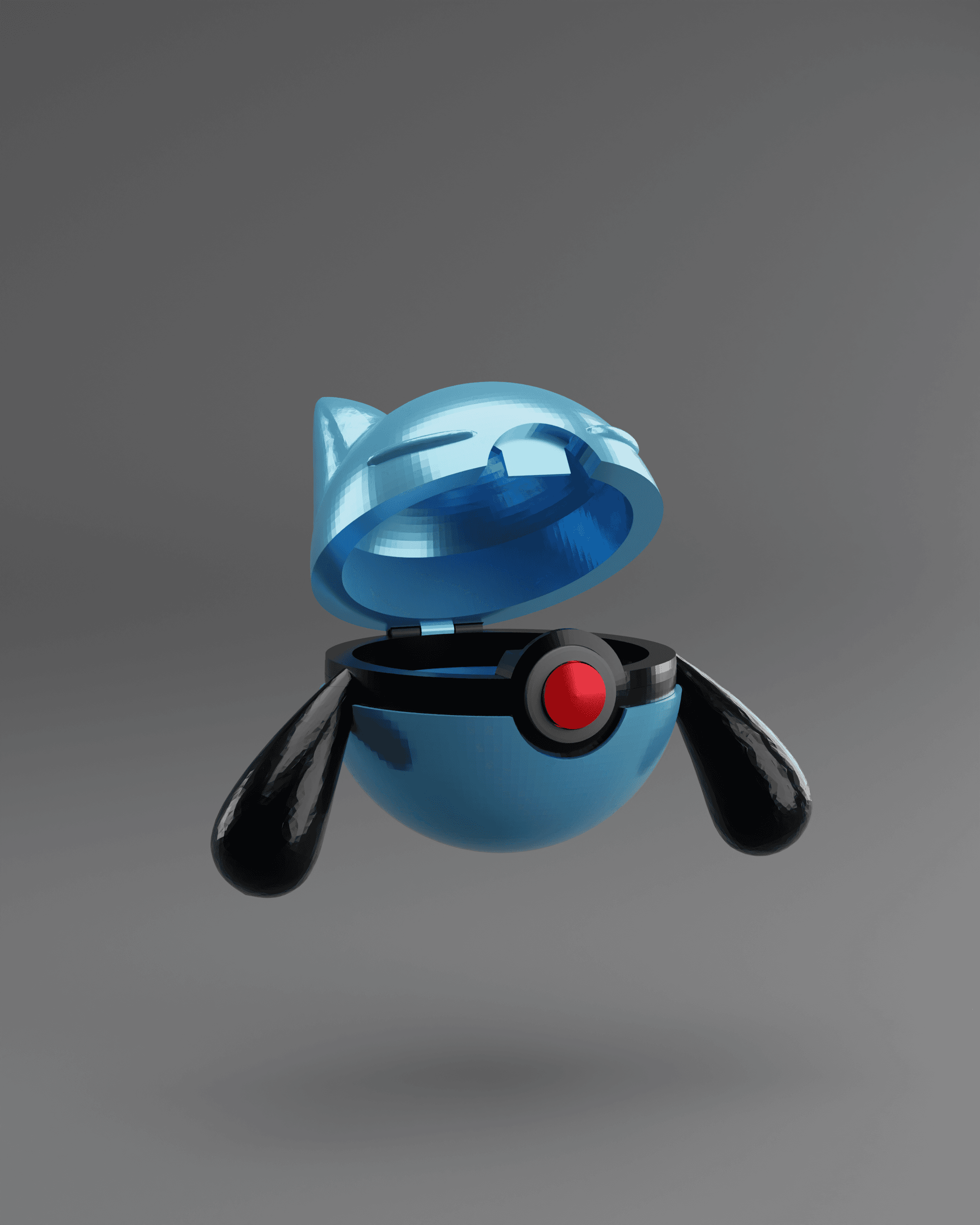 RioluBall Riolu Themed Opening Pokeball - Fan Art 3d model