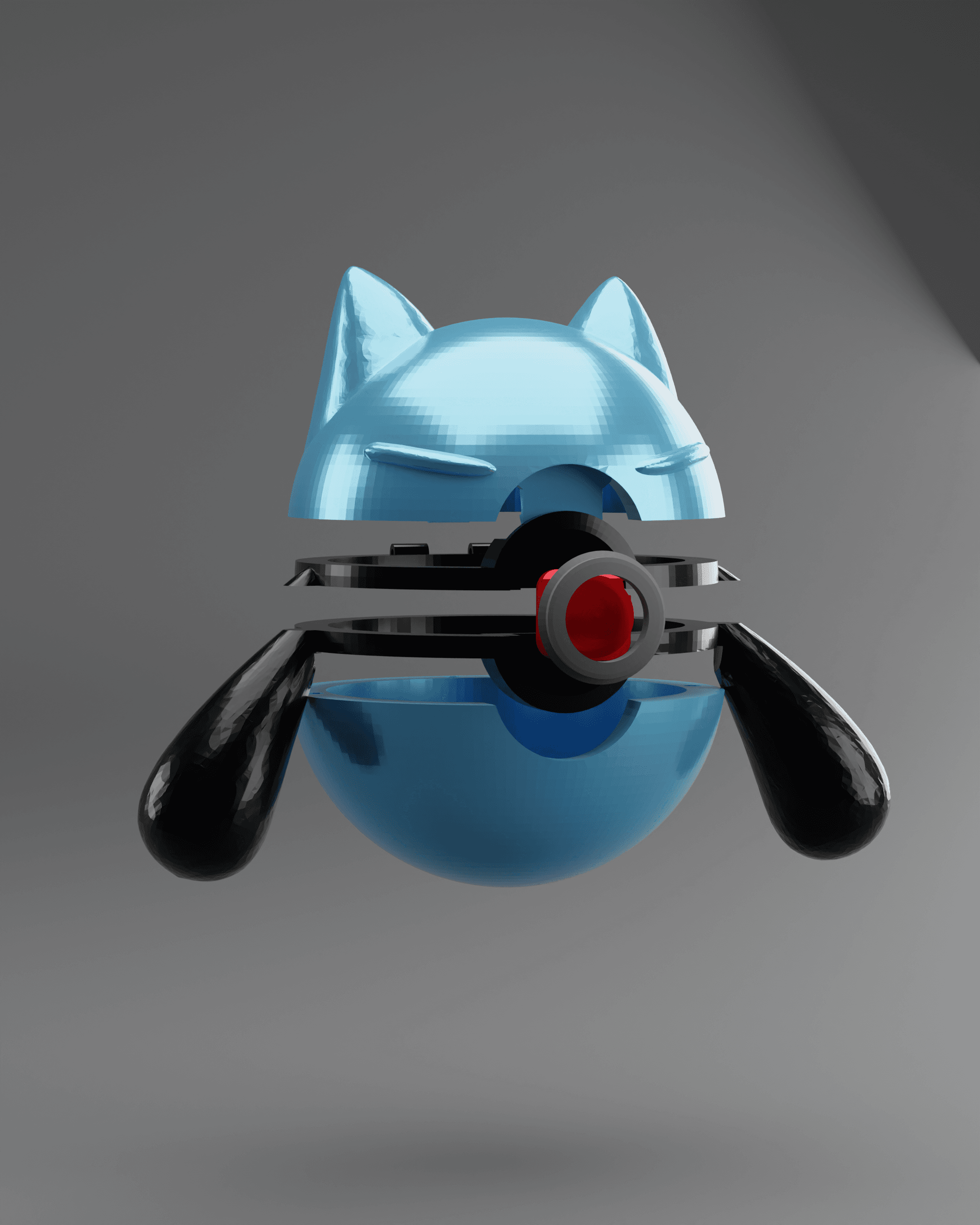 RioluBall Riolu Themed Opening Pokeball - Fan Art 3d model