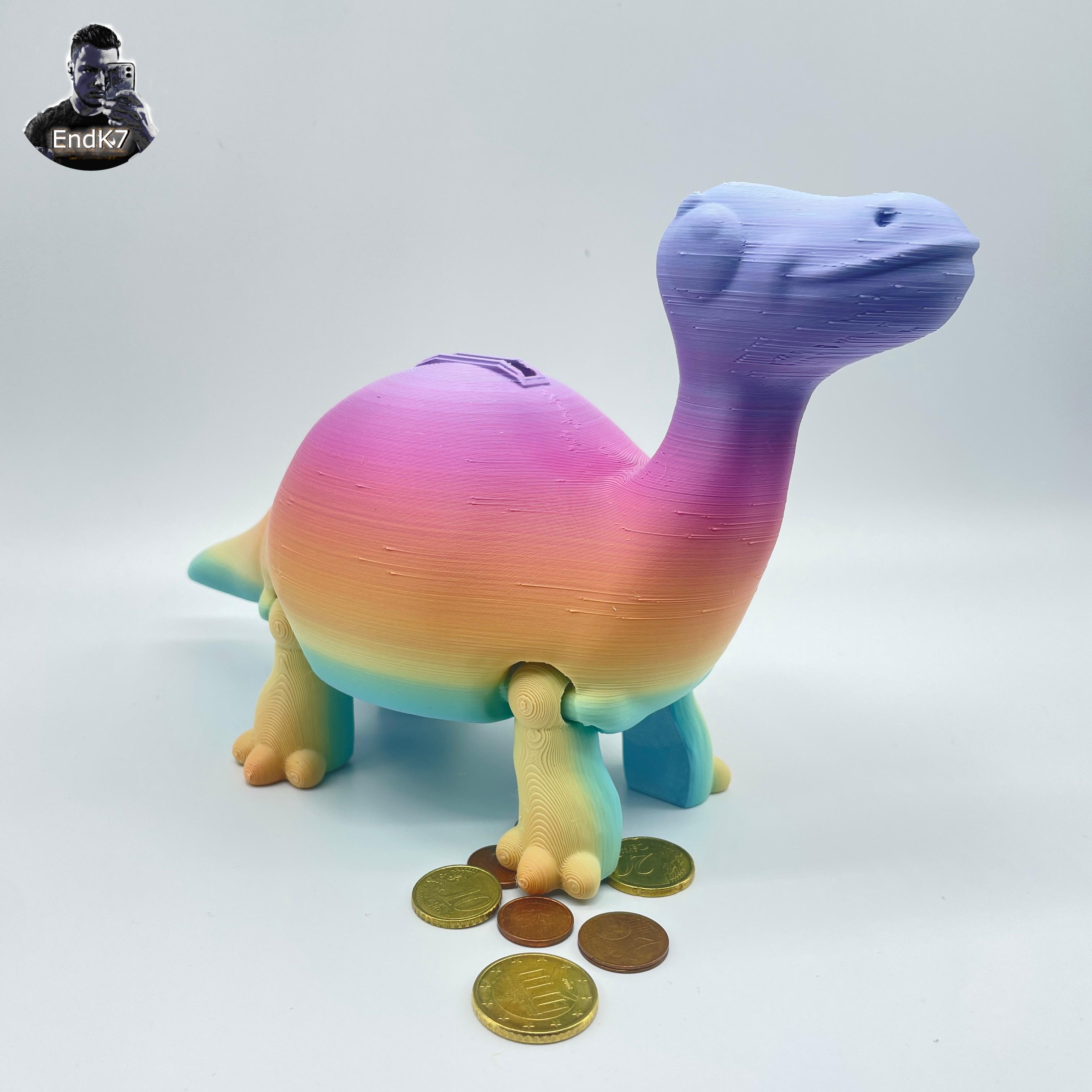 Brachiosaurus PiggyBank - Dinosaur - Money storage - Articulated - No Supports 3d model