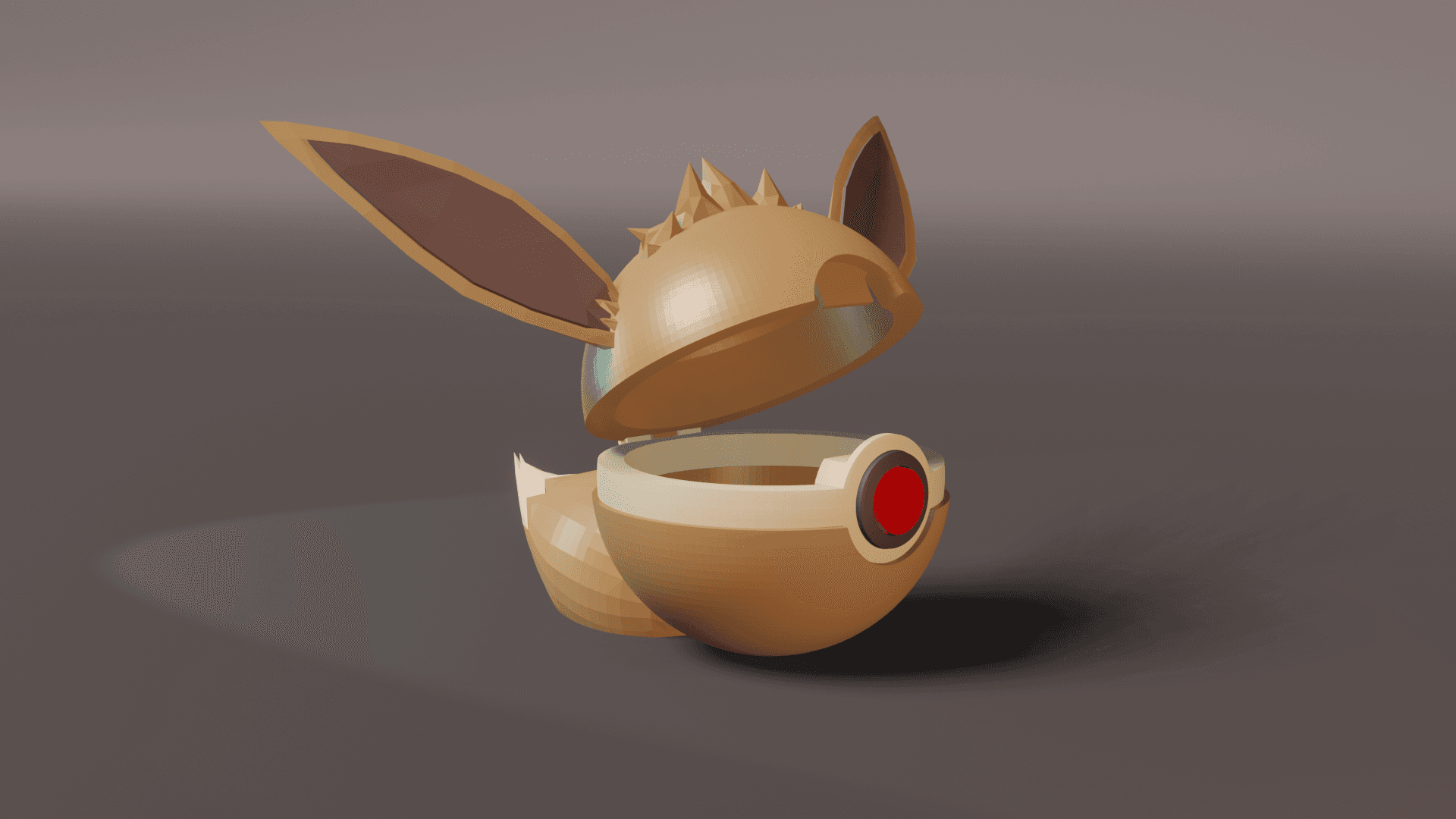 EeveeBall Eevee Themed Opening Pokeball - Fan Art 3d model