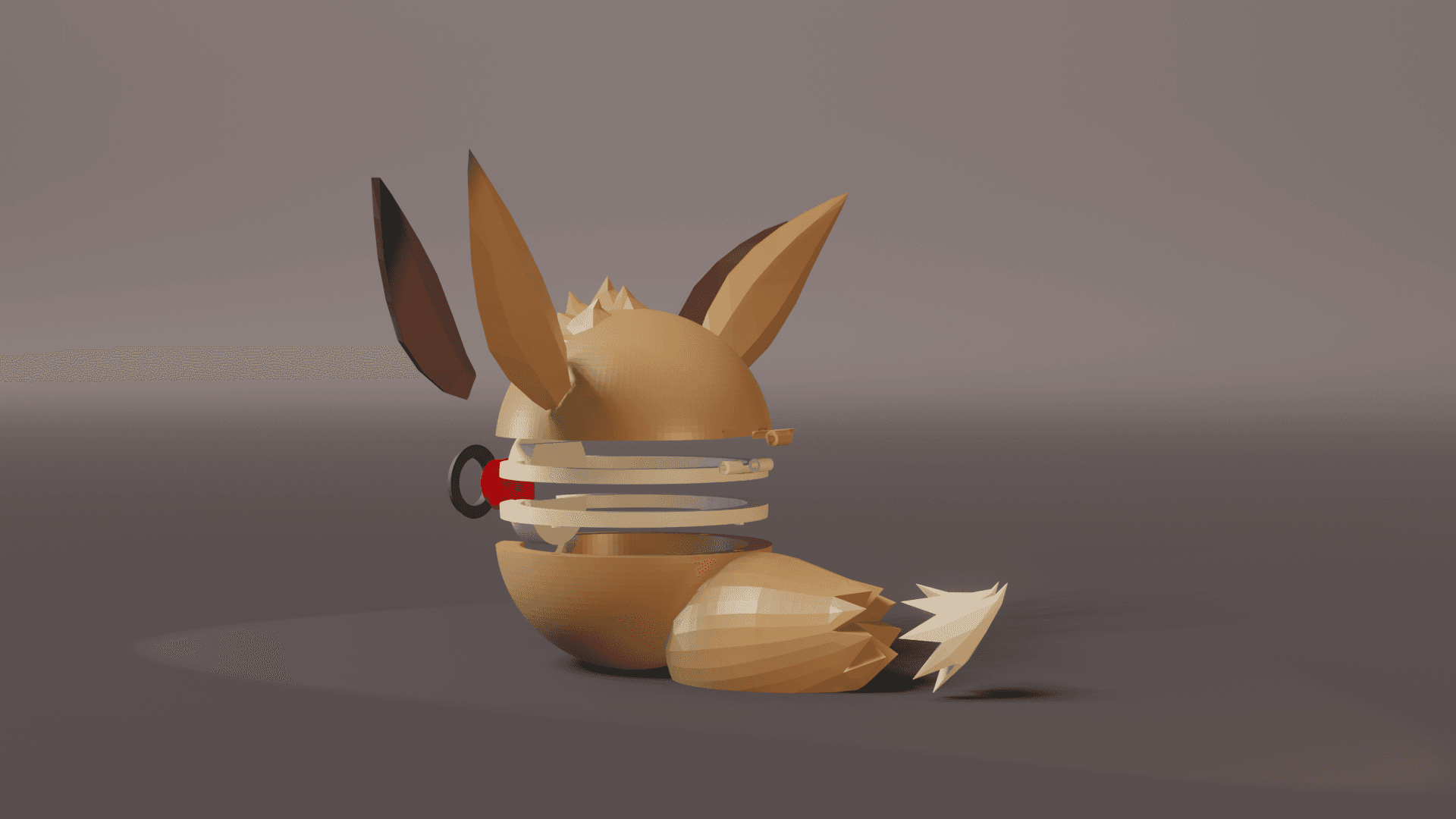 EeveeBall Eevee Themed Opening Pokeball - Fan Art 3d model