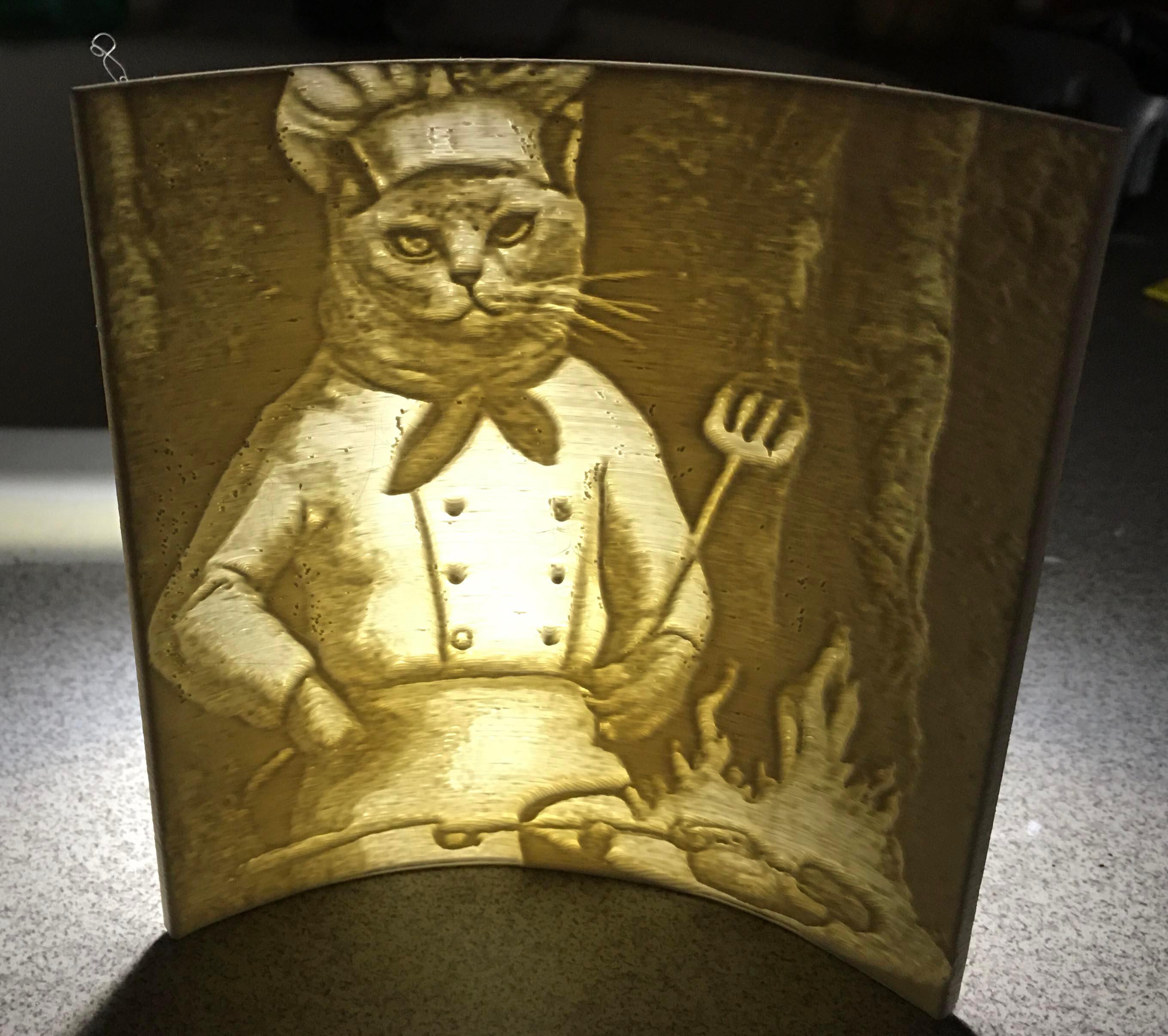 Lithophane of a Cat Cook 3d model