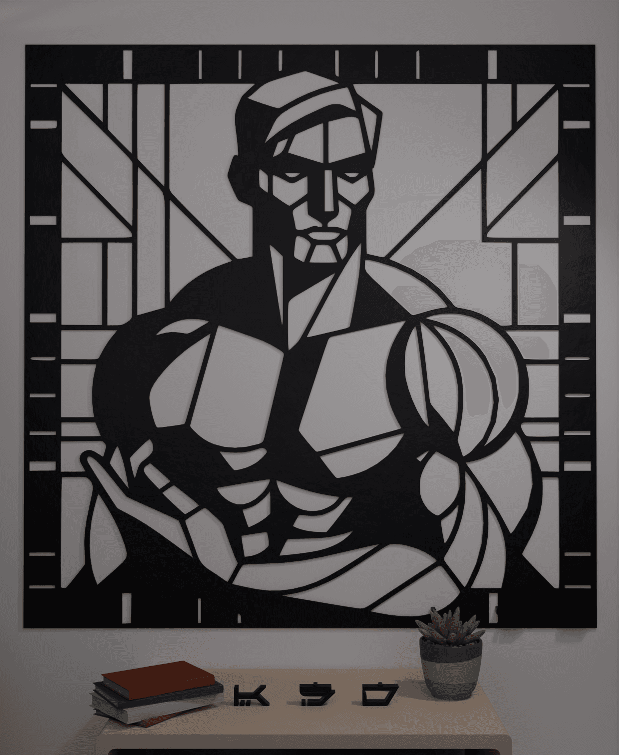 Hulk Tribute with Greek Influence - Geometric Wall Art in Stained Glass Style 3d model