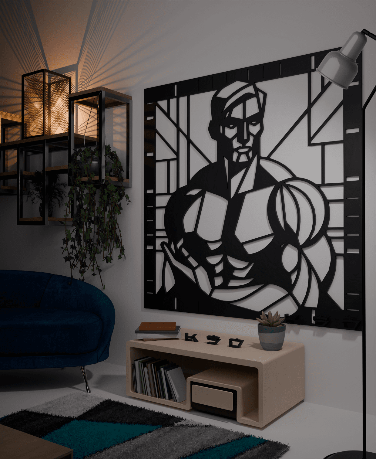 Hulk Tribute with Greek Influence - Geometric Wall Art in Stained Glass Style 3d model