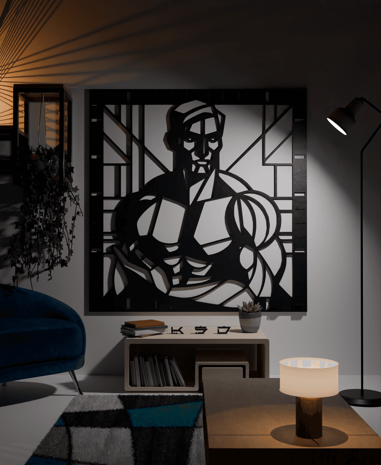 Hulk Tribute with Greek Influence - Geometric Wall Art in Stained Glass Style 3d model