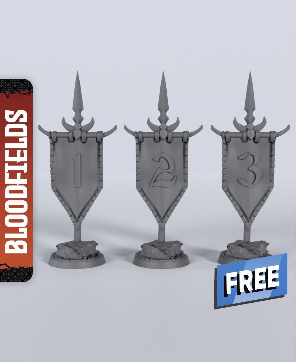 Objective Flags - With Free Dragon Warhammer - 5e DnD Inspired for RPG and Wargamers 3d model