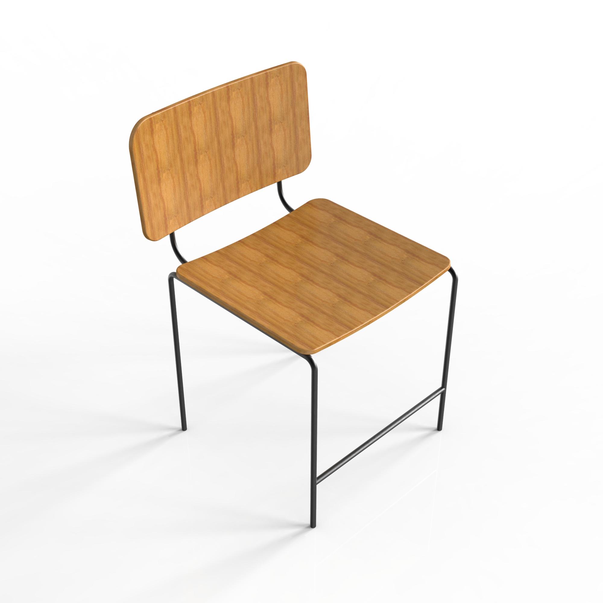 Wood +Metal Chair Design  3d model