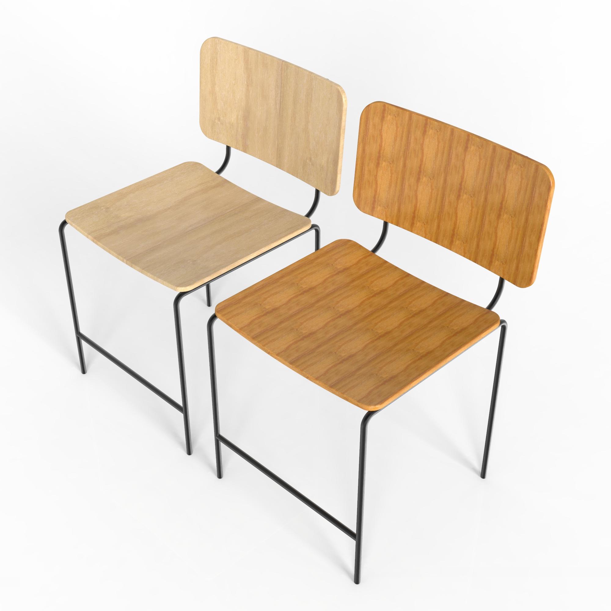 Wood +Metal Chair Design  3d model