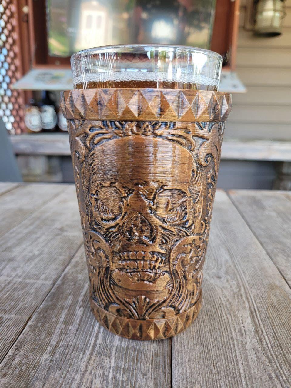 Pint Glass Koozie - Ornate Skull  3d model