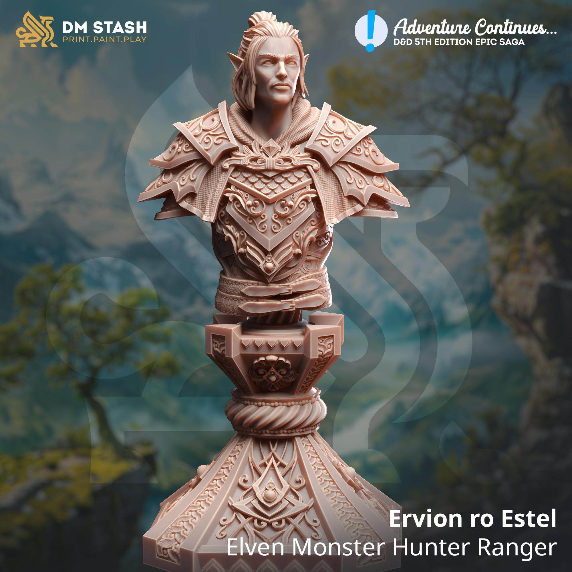 BUST Elven Monster Hunter Ranger - Ervion ro Estel 3d model