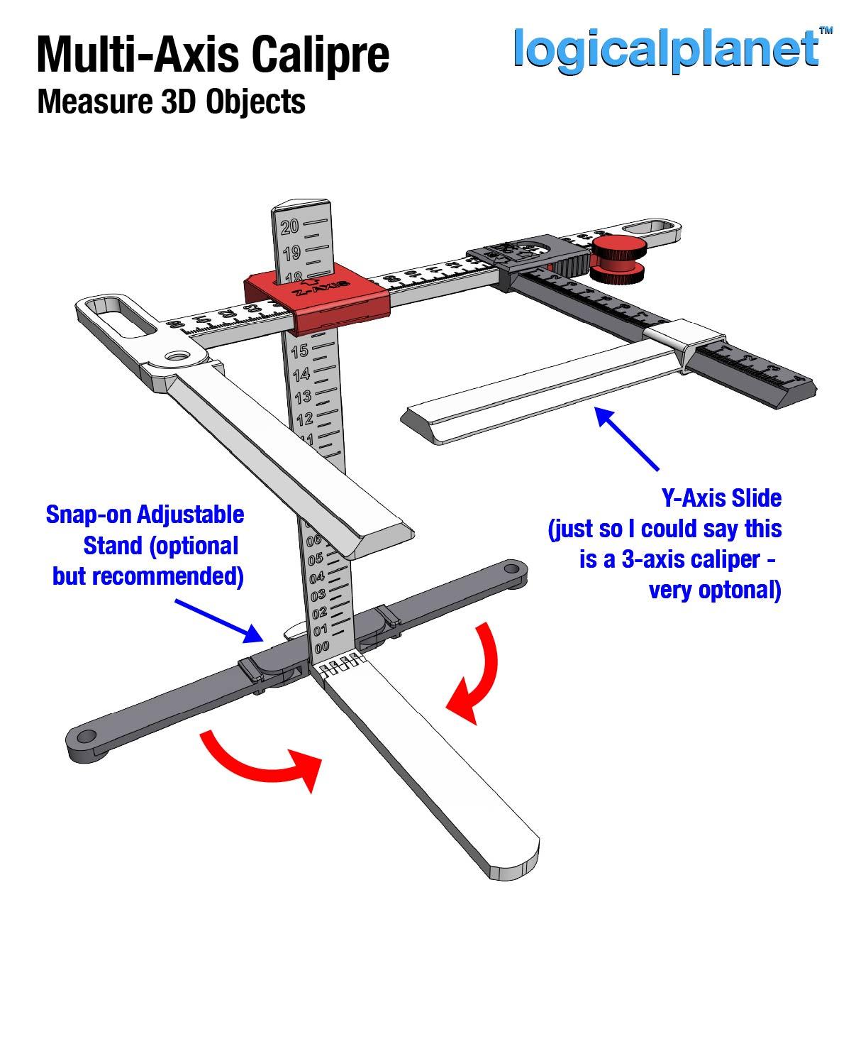 Multi Axis Caliper (MAC) (aka "3D caliper") 3d model