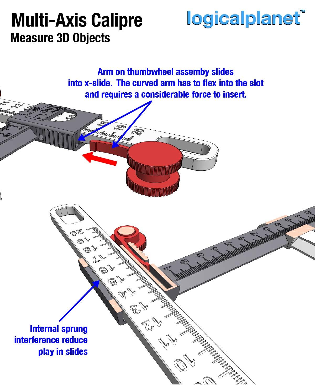 Multi Axis Caliper (MAC) (aka "3D caliper") 3d model