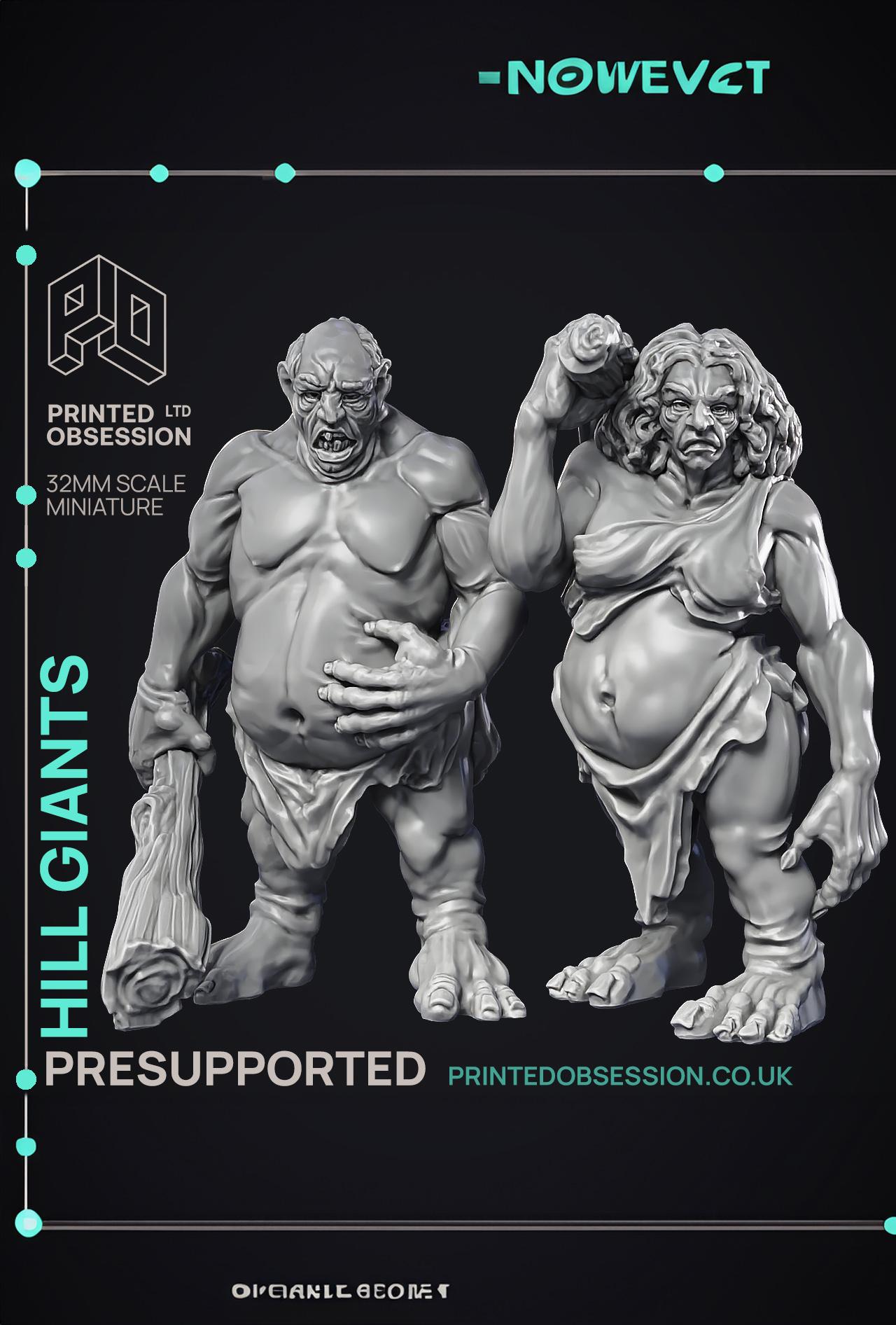 Hill giants - 2 Models - PRESUPPORTED - 32 mm scale  3d model