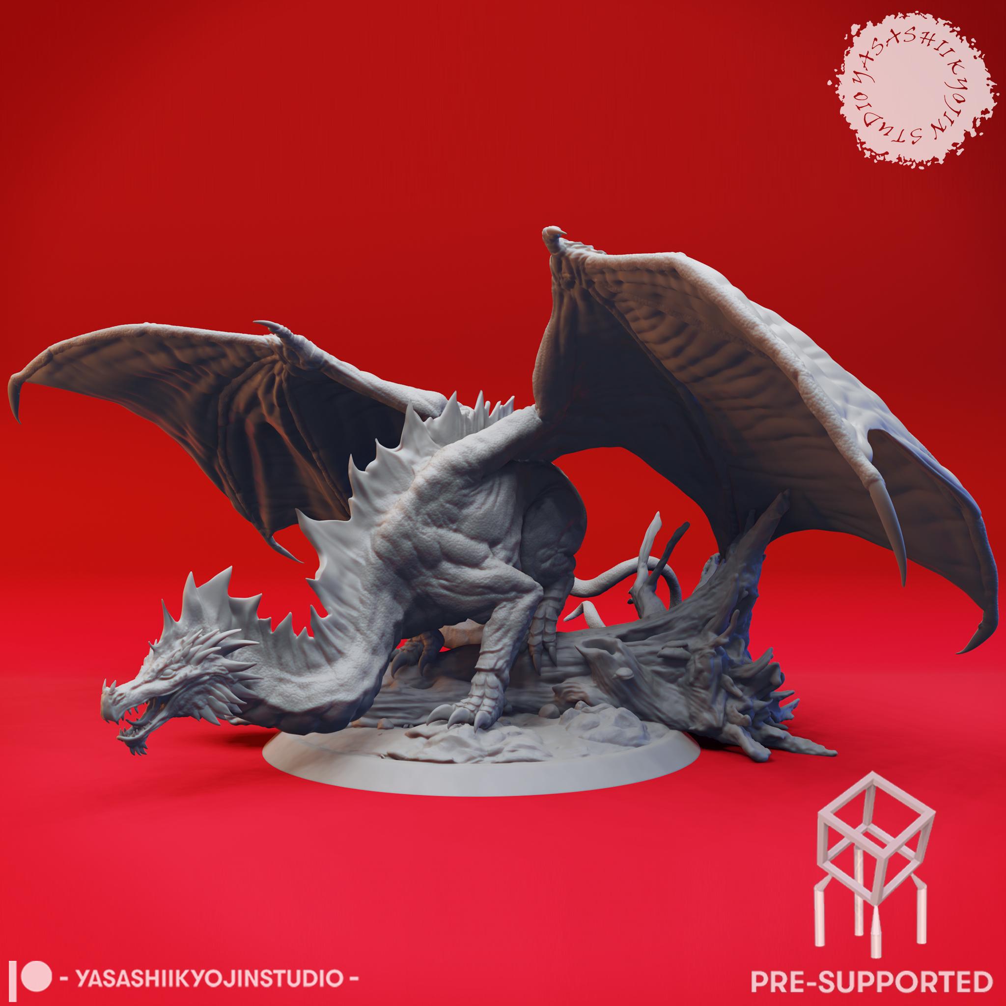 Adult Green Dragon - Tabletop Miniature (Pre-Supported) 3d model