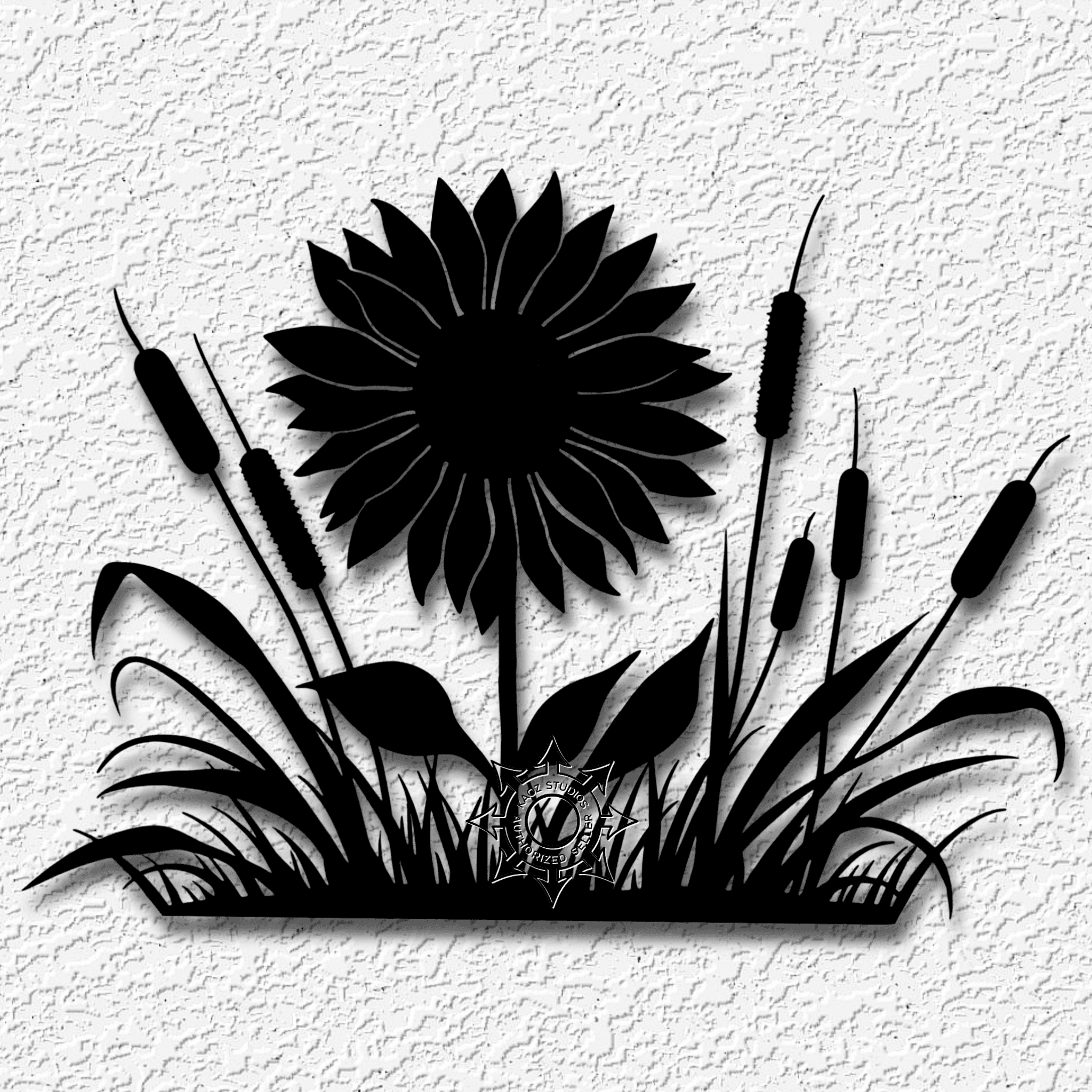 sunflower with cattails #2 wall art flower decor 3d model