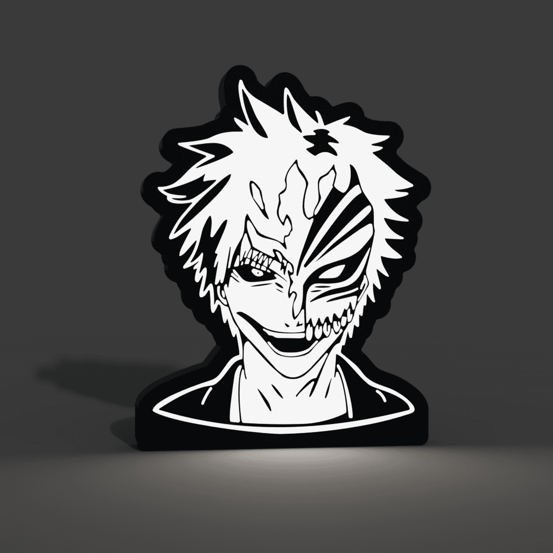 Ichigo Fractured Hollow Mask Bleach Lightbox LED Lamp 3d model