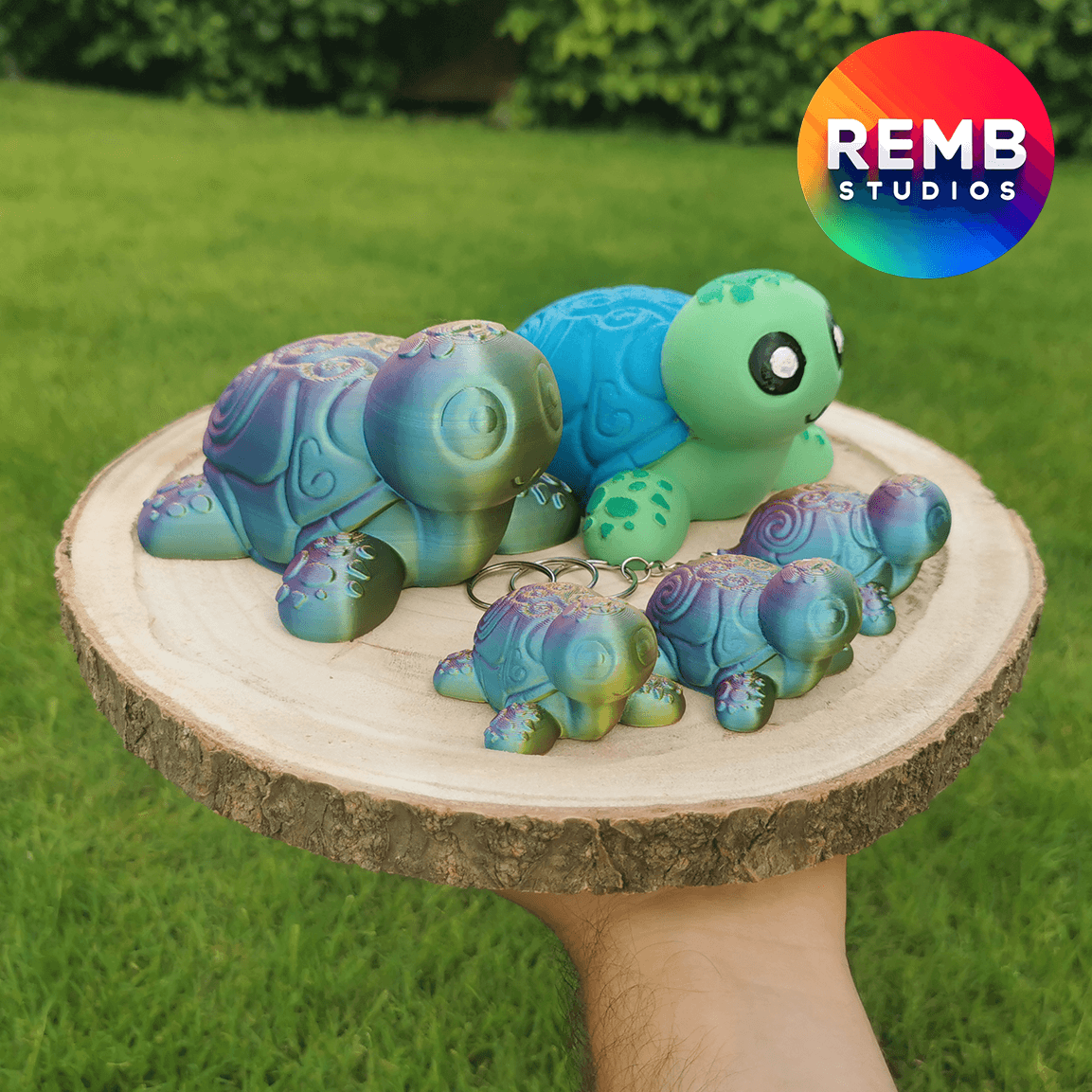 Cute Turtle Remb Studios, STL file for 3D printing, STL print files, Print in Place 3d model